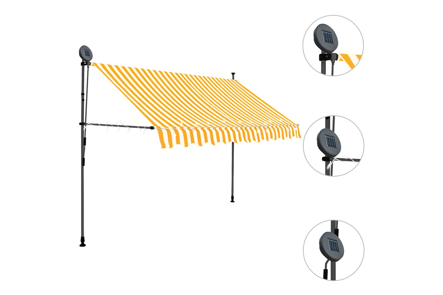 vidaXL 145859 Manual Retractable Awning With Led 300cm White And Orange-3
