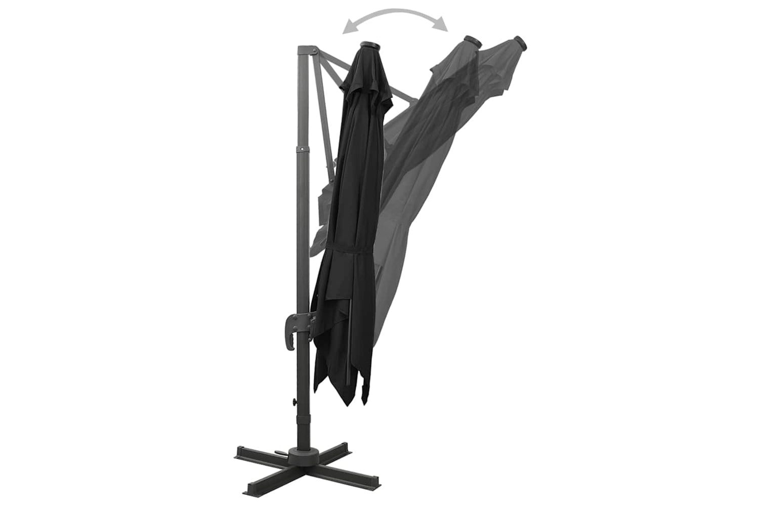 Vidaxl Cantilever Umbrella With Pole And Led Lights Black 300 Cm-4