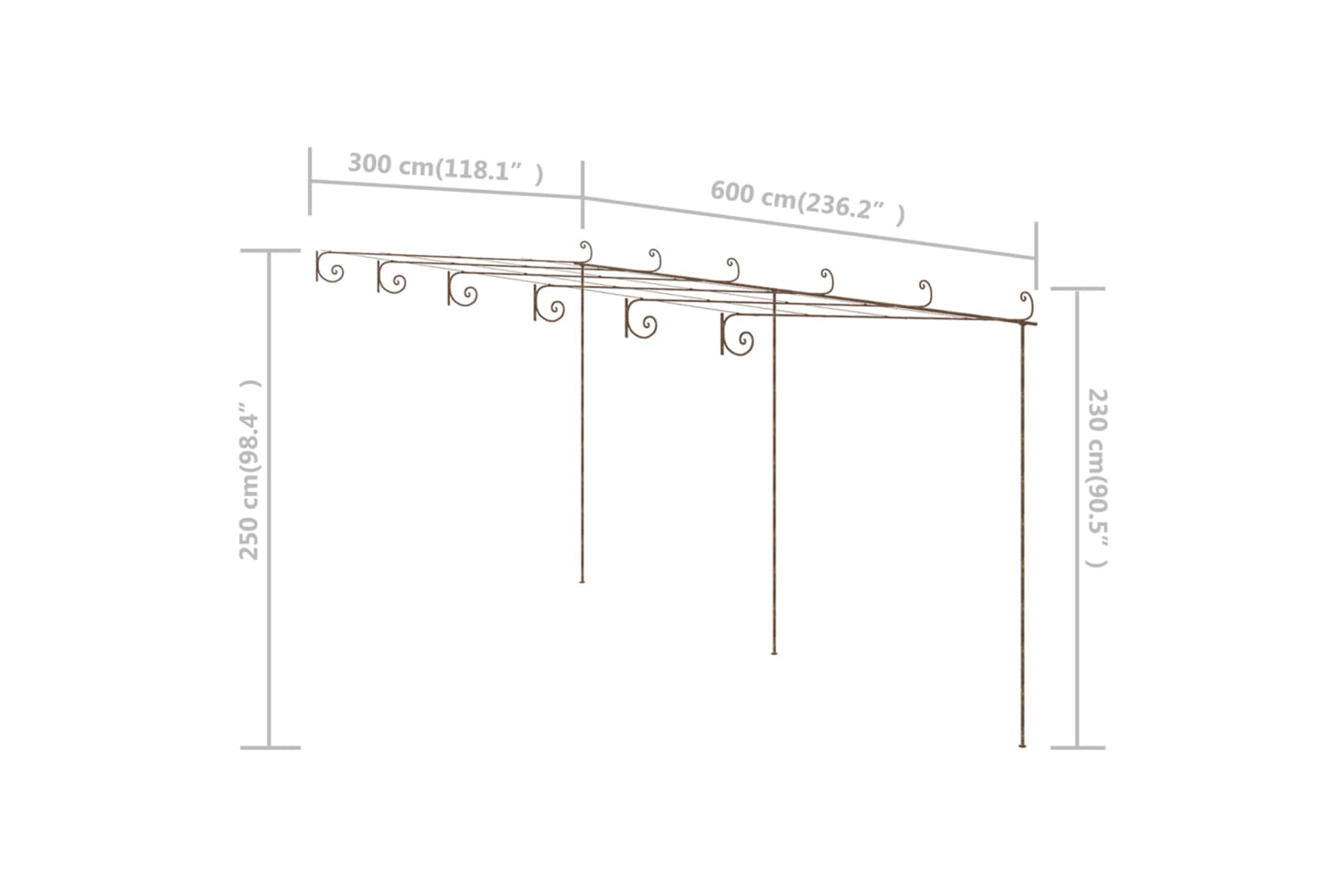 Vidaxl 313999 Garden Pergola Antique Brown 6x3x2.5 M Iron-6