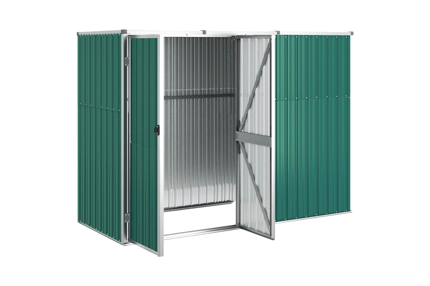 vidaXL 316213 Garden Tool Shed Green 225x89x161cm Galvanised Steel-2