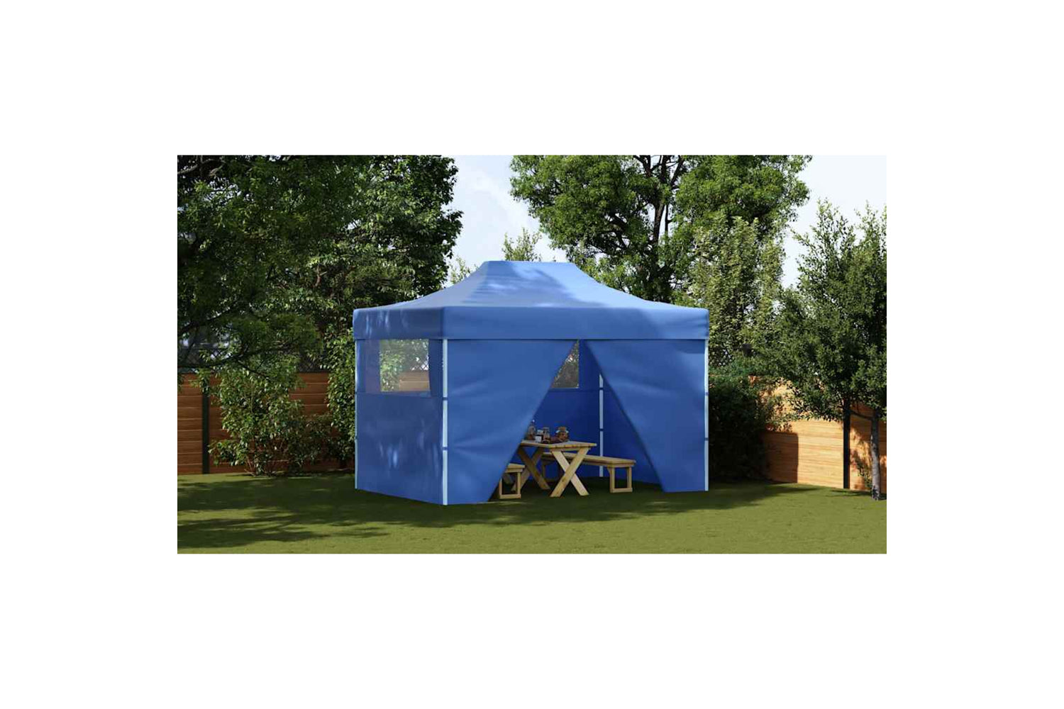 Vidaxl Foldable Tent Pop-up With 4 Side Walls 3x4.5 M Blue-3