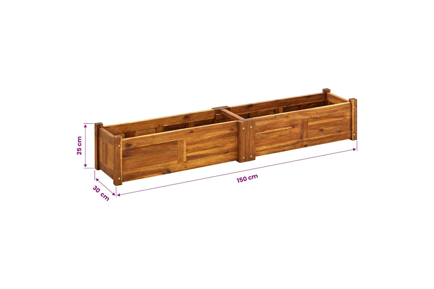 vidaXL 42567 Garden Raised Bed Acacia Wood 150x30x25cm-7