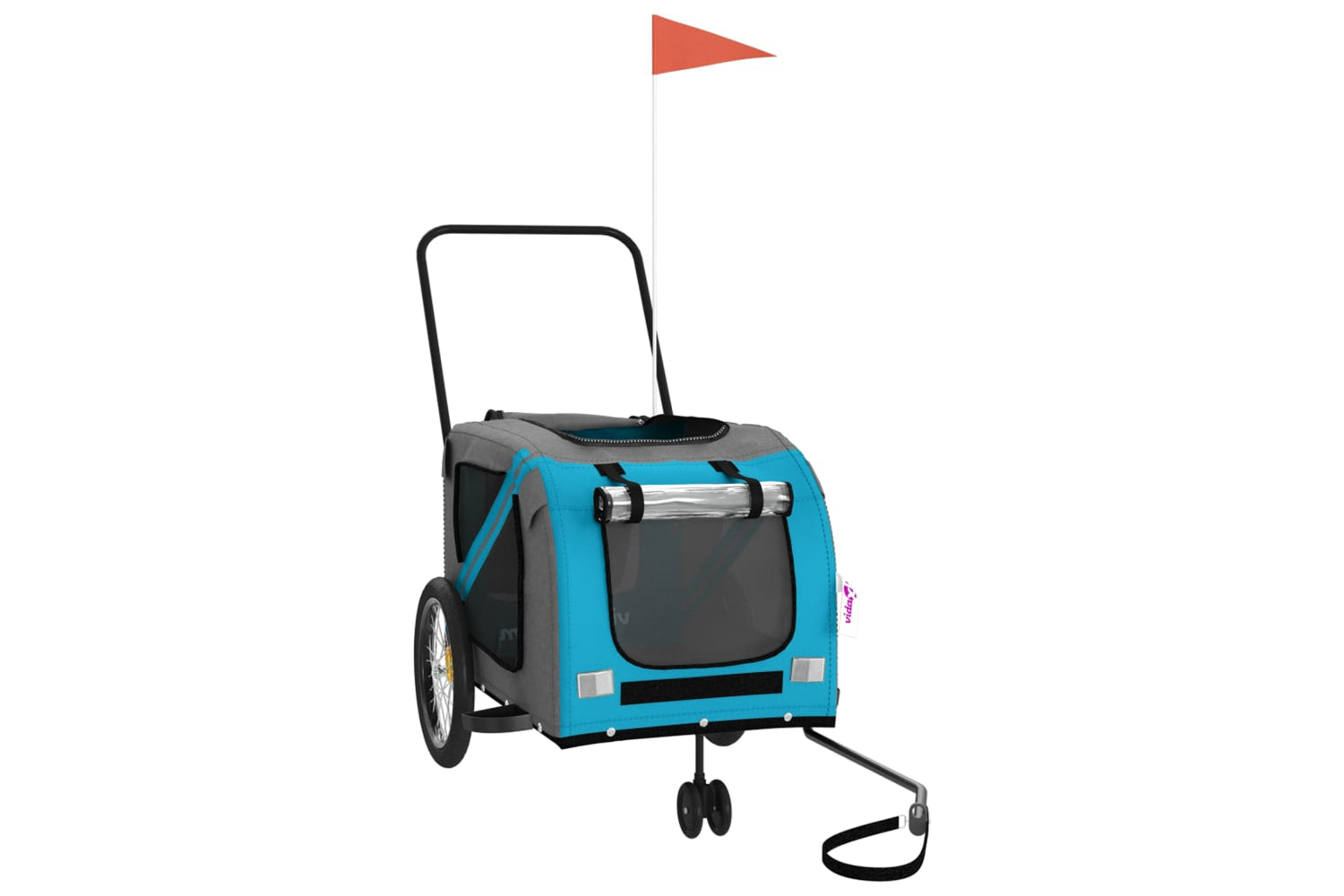 Vidaxl 93904 Pet Bike Trailer Blue And Grey Oxford Fabric And Iron-2