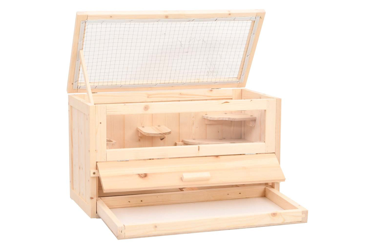 vidaXL 172377 Hamster Cage 60x30x35cm Solid Wood Fir-3