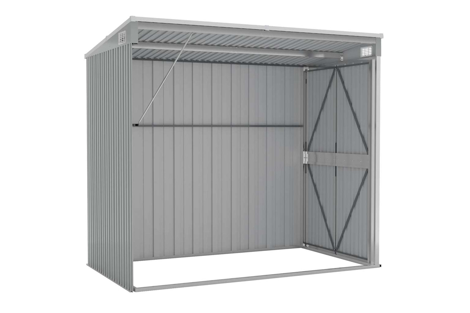 Vidaxl Wall-mounted Garden Shed Grey 118x194x178 Cm Galvanised Steel-5