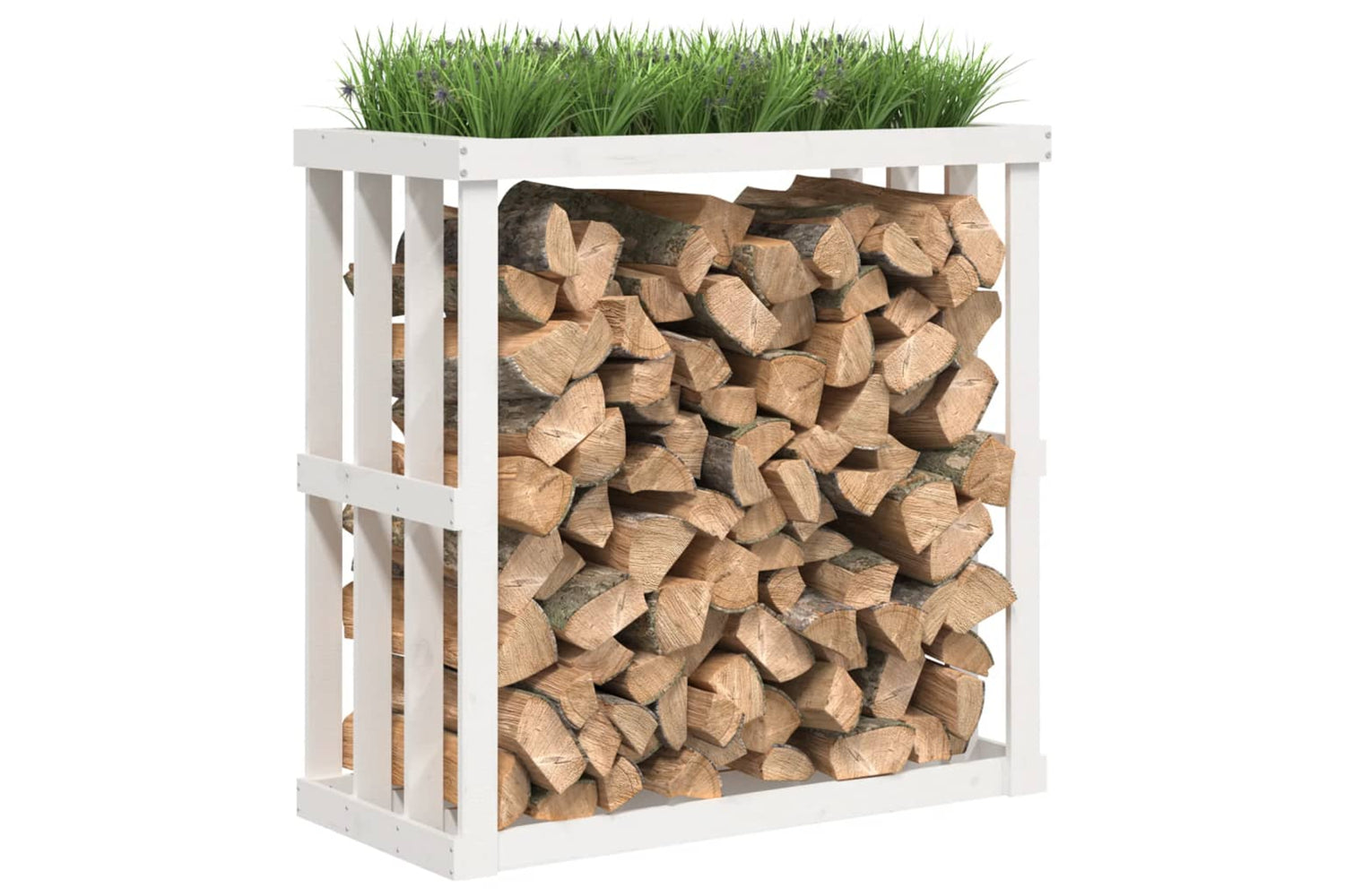 vidaXL 822627 Outdoor Log Holder White 108x52x106cm Solid Wood Pine-8