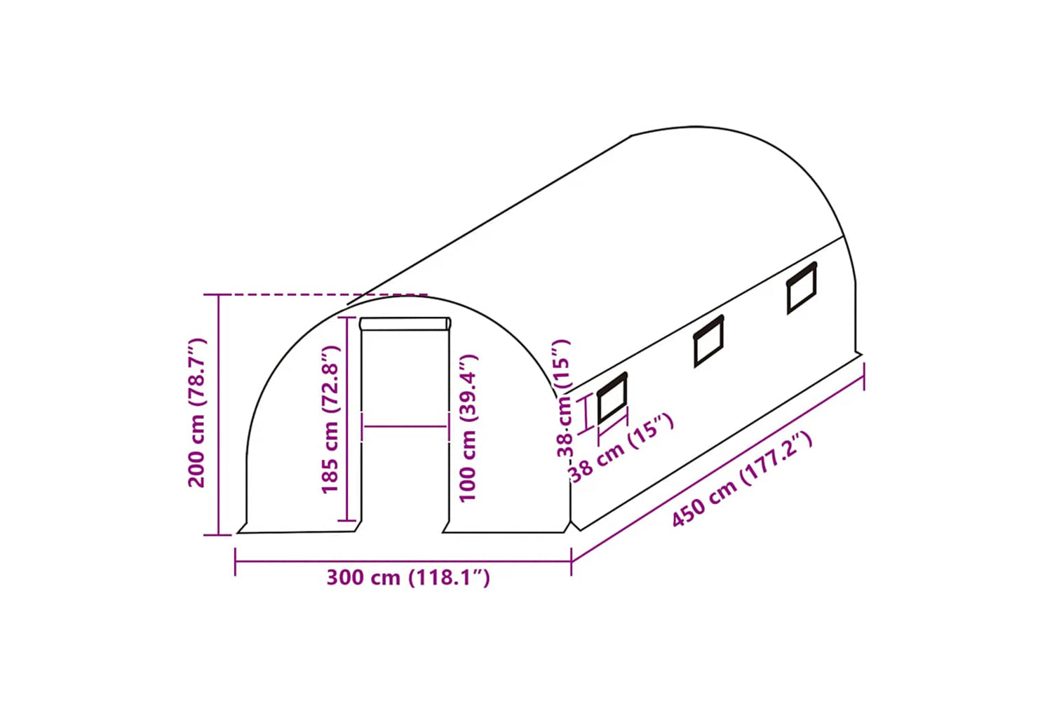 vidaXL 316430 Greenhouse Replacement Cover (13.5 mÂ²) 300x450x200cm Green-5