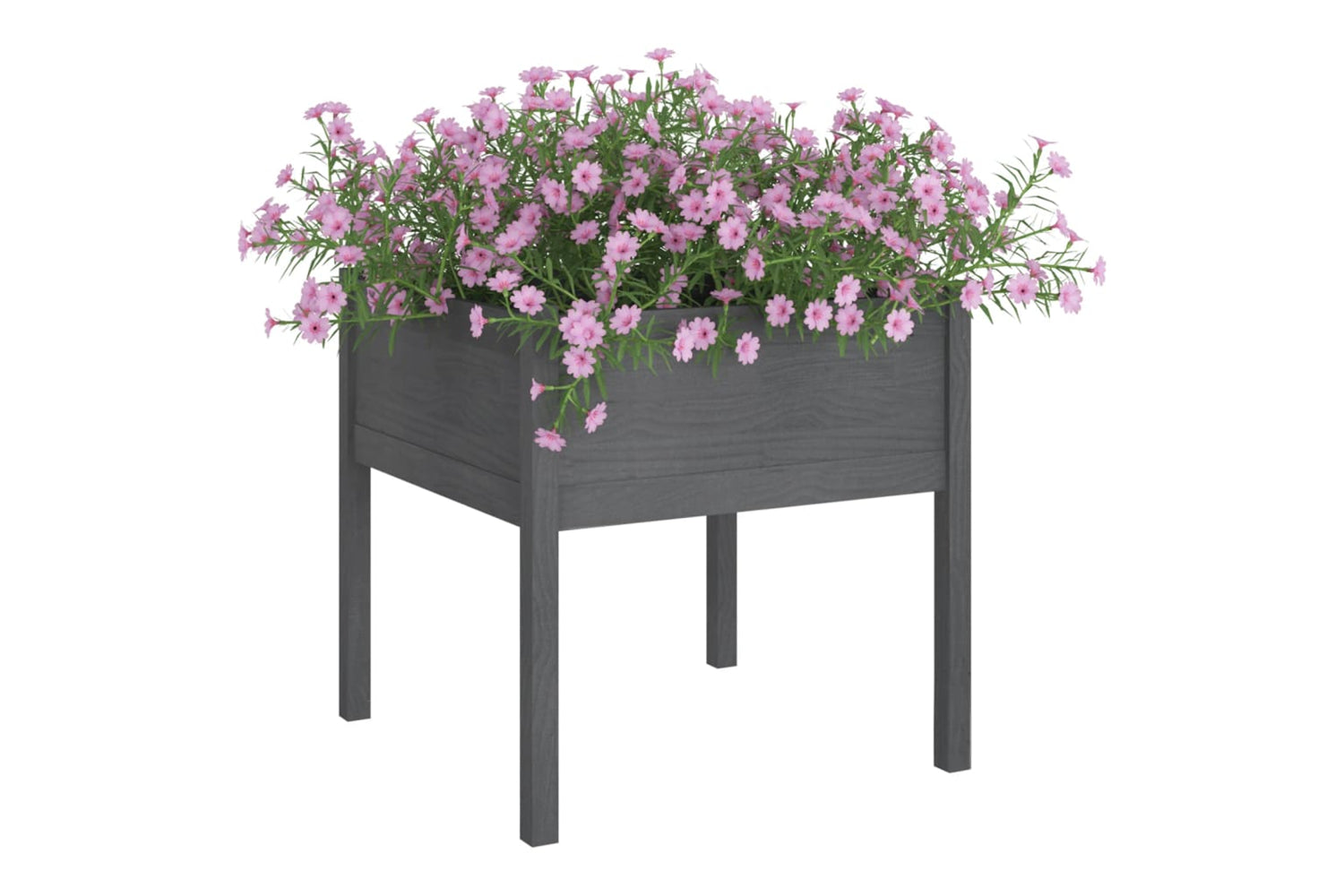 vidaXL 810814 Garden Planters 2 Pcs Grey 70x70x70cm Solid Pinewood-2