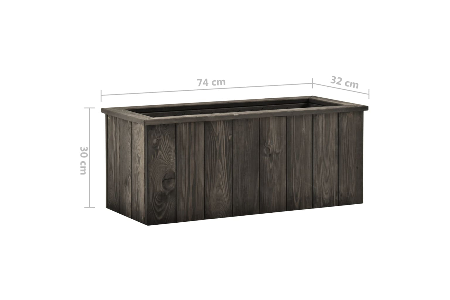 vidaXL 315414 Raised Bed Dark Grey 74x32x30cm Solid Pinewood-5
