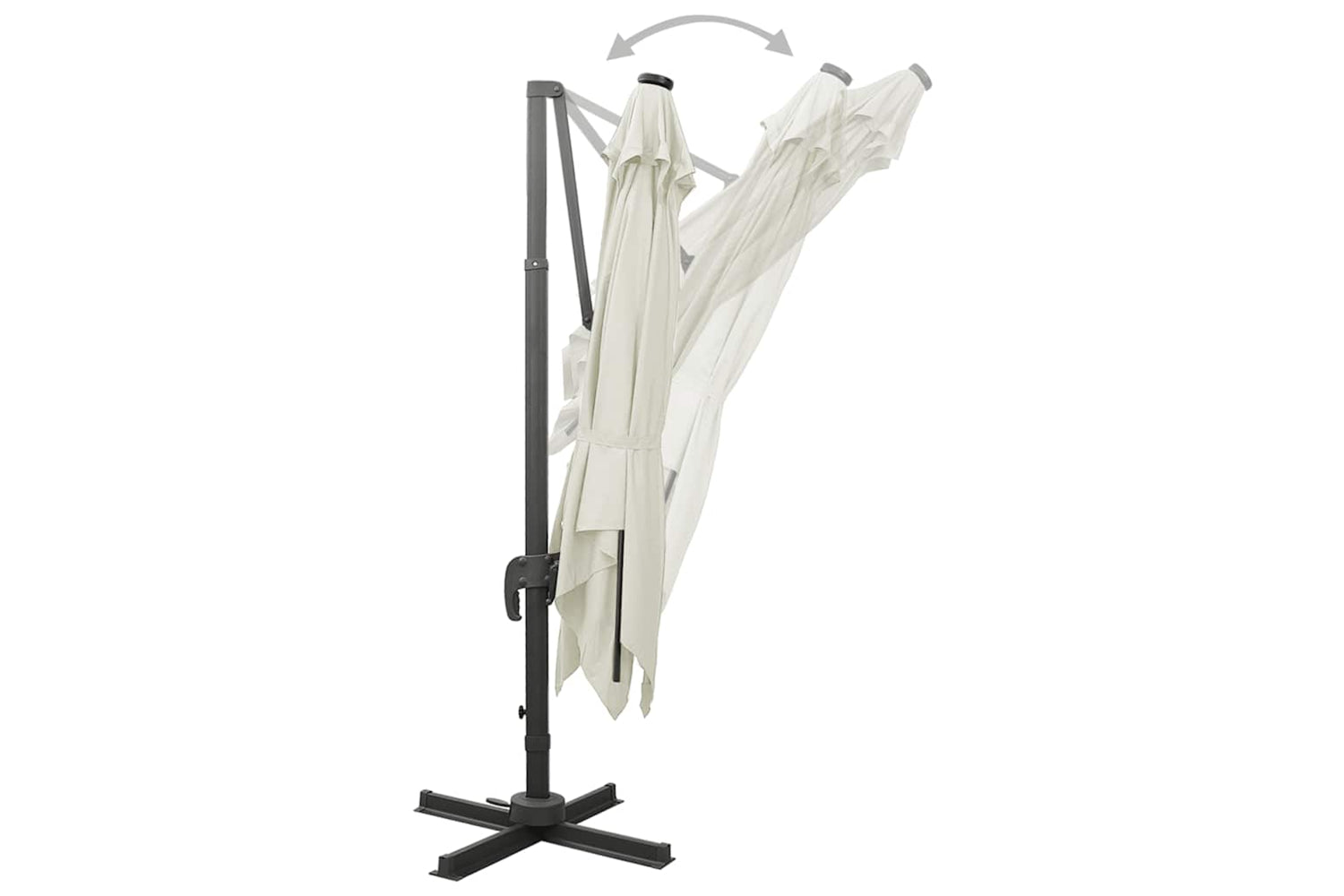 Vidaxl Cantilever Umbrella With Pole And Led Lights Sand 300 Cm-6