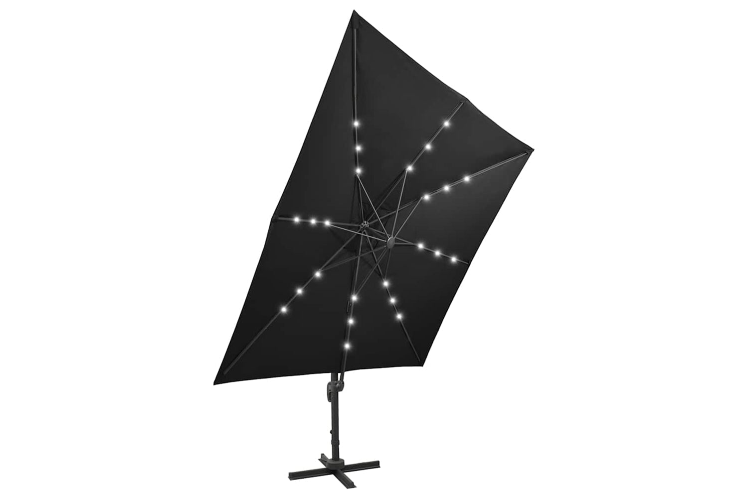 Vidaxl Cantilever Umbrella With Pole And Led Lights Black 300 Cm-5