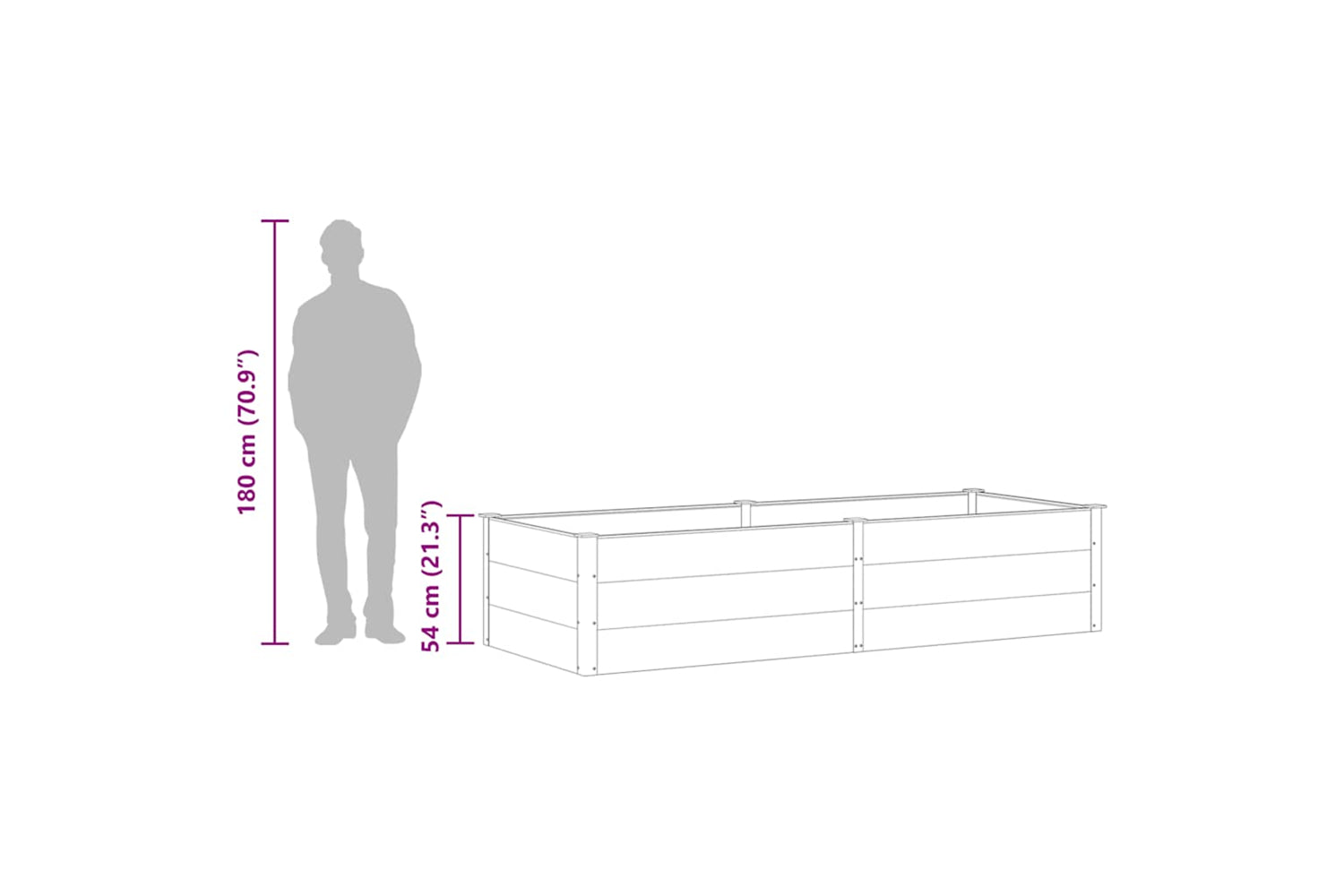 vidaXL 49059 Garden Raised Bed 250x100x54cm Wpc Grey-7
