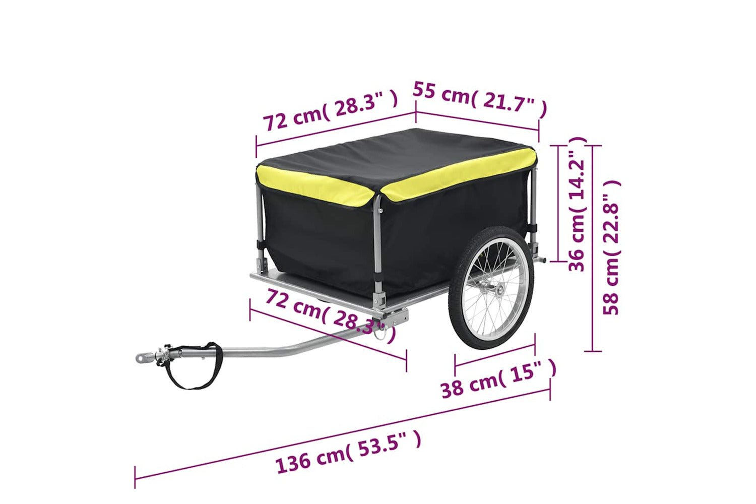 Vidaxl Bike Trailer Black And Yellow 65 Kg-6