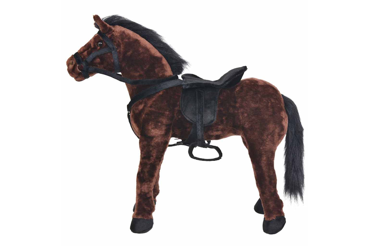 Vidaxl Standing Plush Toy Horse Dark Brown Xxl-2