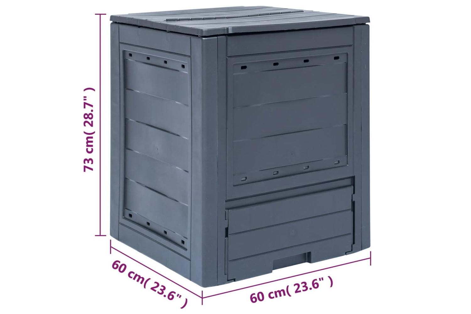 vidaXL 45682 Garden Composter Grey 60x60x73cm 260 L-7