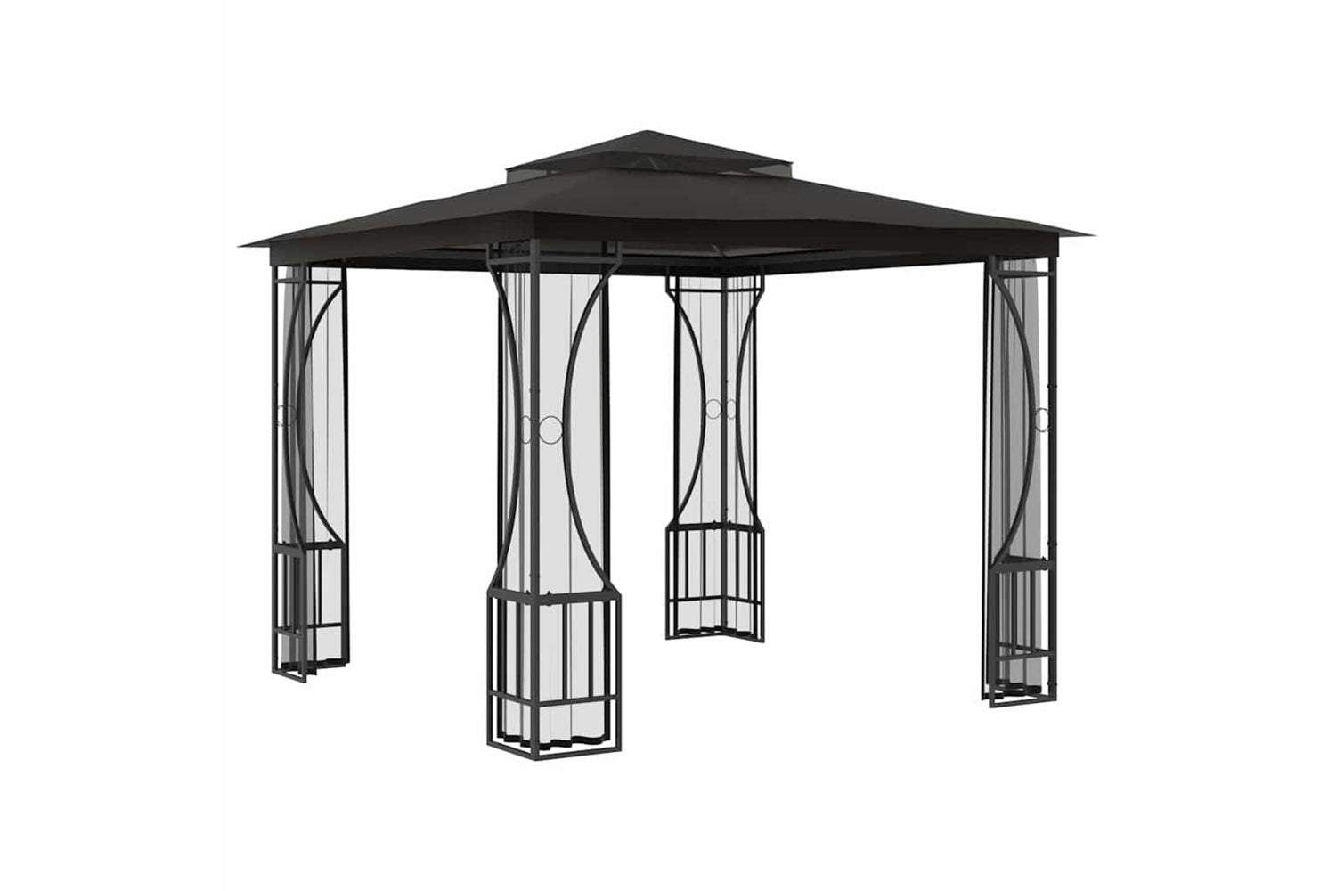 vidaXL 48597 Gazebo With Nets 300x300x265cm Anthracite-2