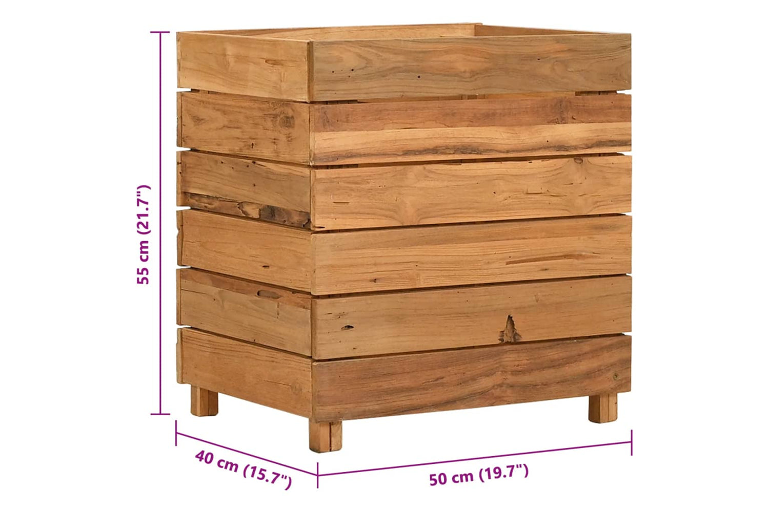 vidaXL Raised Bed 50x40x55cm Recycled Teak Wood And Steel-8