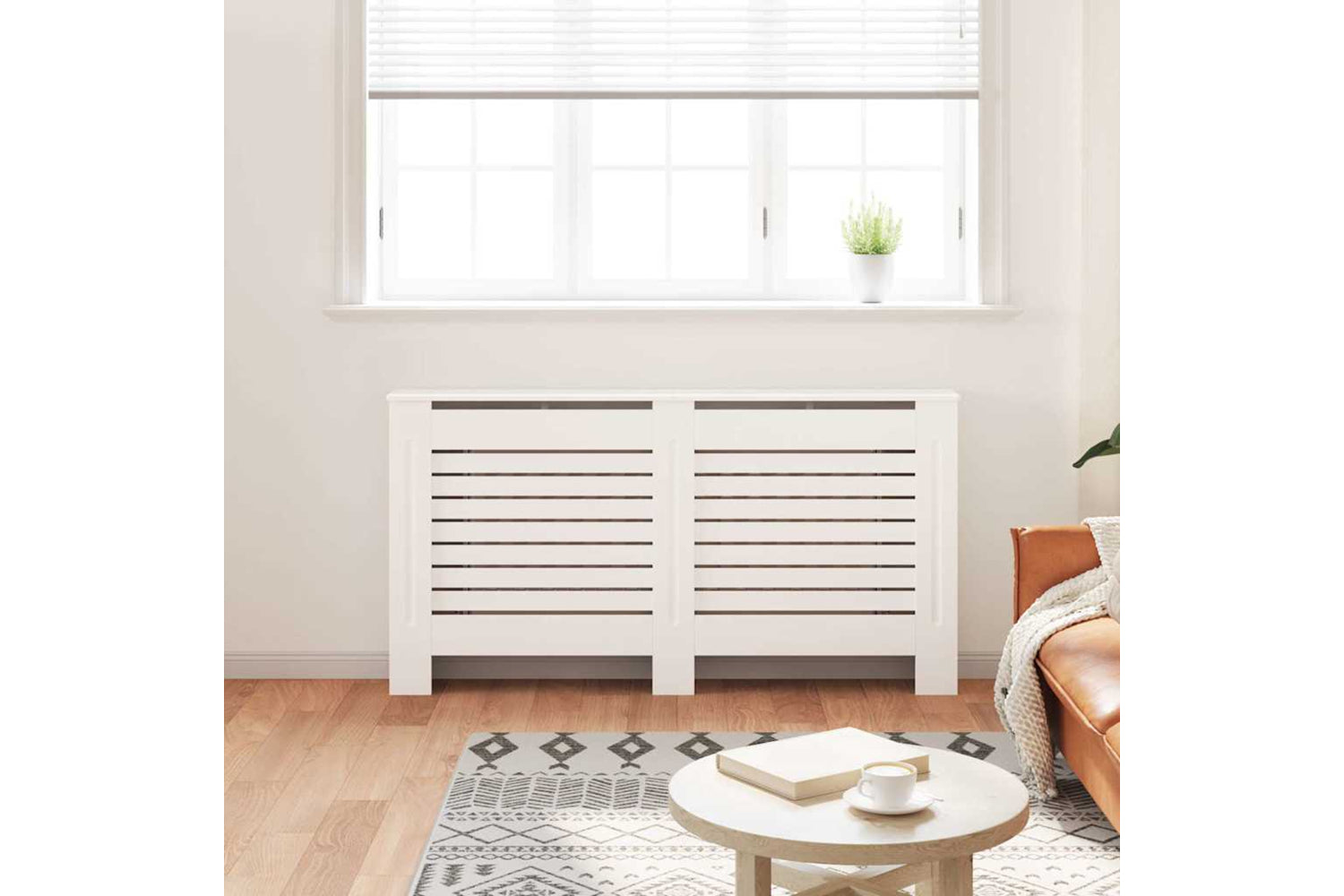 vidaXL Radiator Cover White 152x19x81.5cm Mdf-2