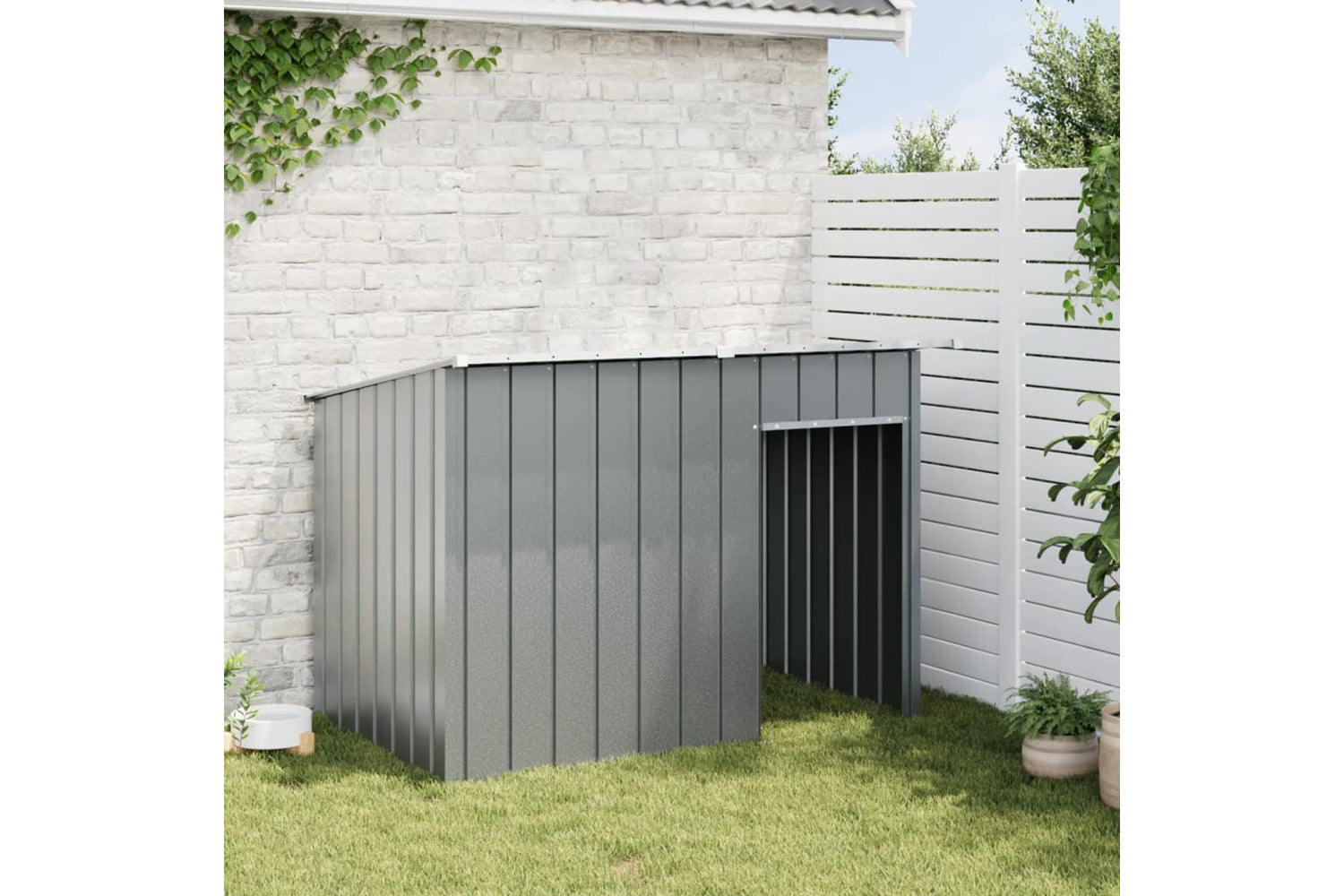 vidaXL 172572 Dog House With Roof Anthracite 153x91x110cm Galvanised Steel-2