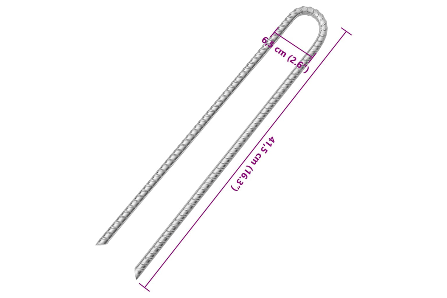 vidaXL 4009350 Tent Pegs 12 Pcs U-shaped 41.5cm x 12mm Galvanised Steel-5