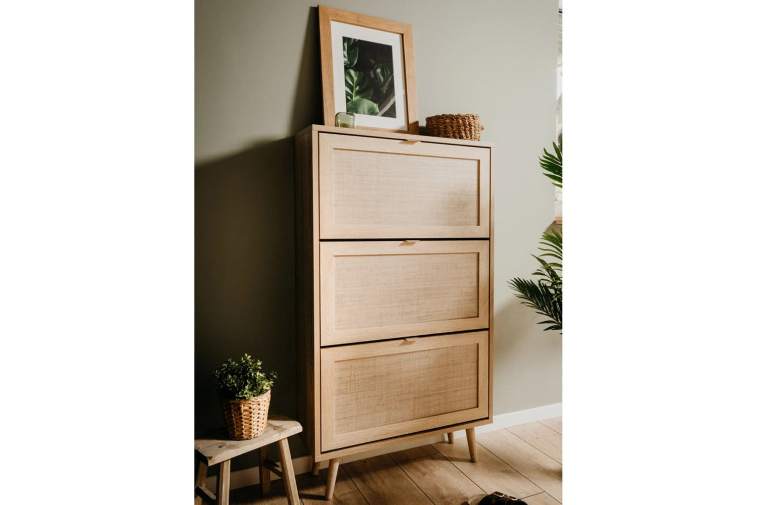 Finori Shoe Cabinet Bali 49a Sonoma Oak And Cane Print-2