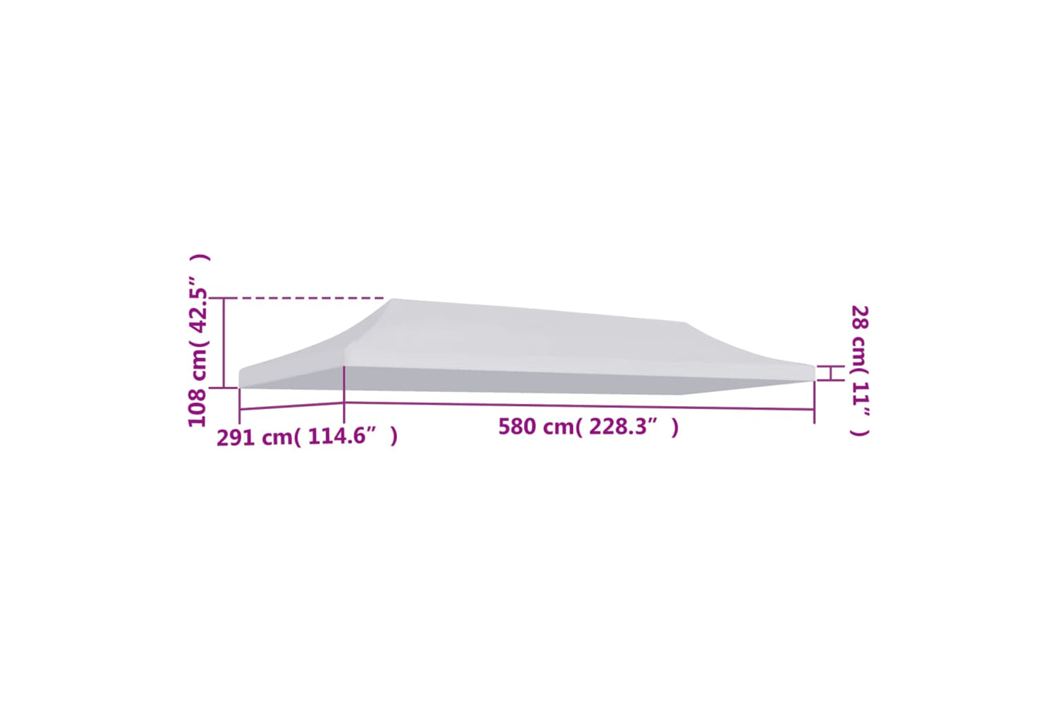 Vidaxl Party Tent Roof 3x6 M White-4