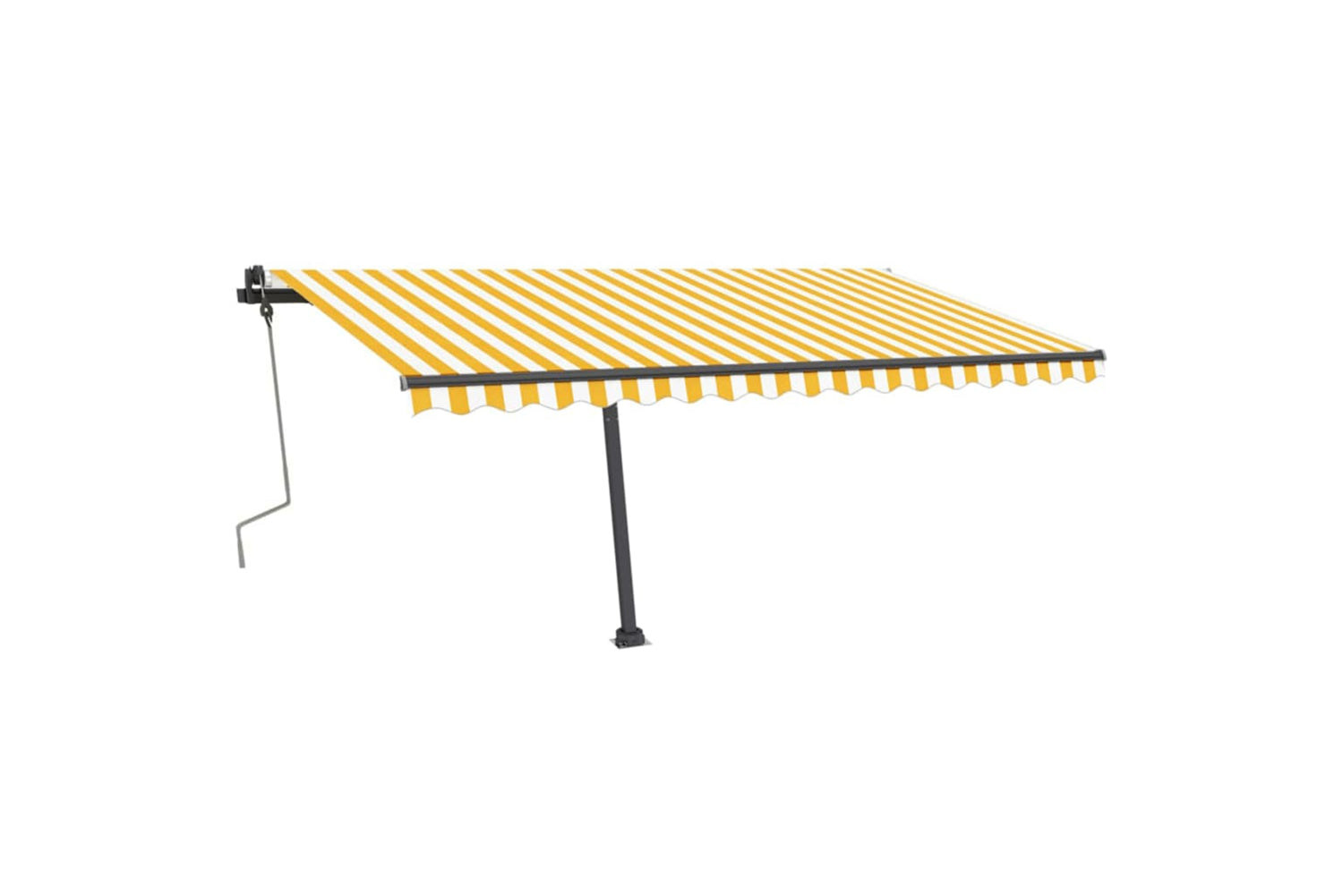 vidaXL 3069818 Freestanding Manual Retractable Awning 400x350cm Yellow/white-3