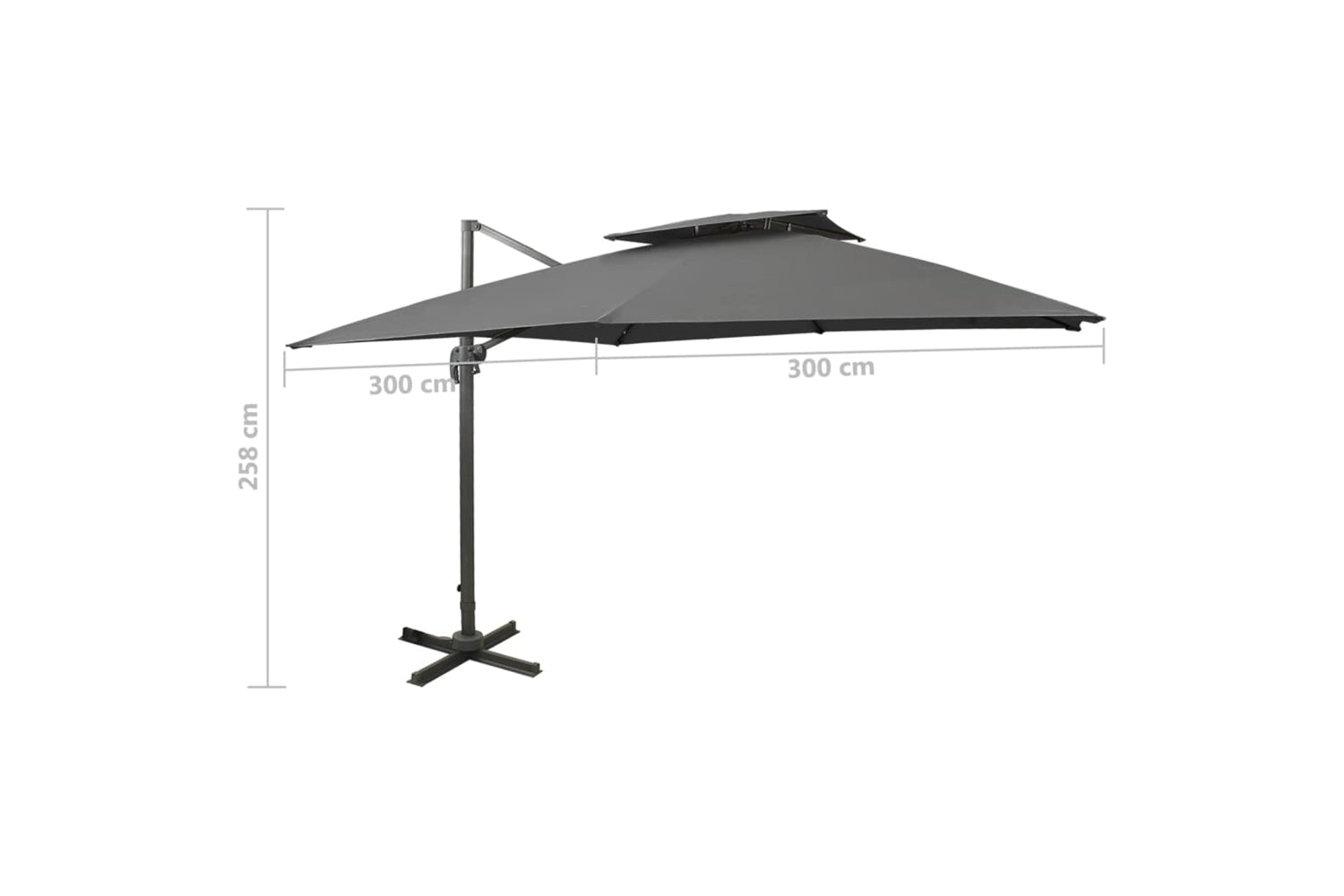 vidaXL 312372 Cantilever Umbrella With Double Top 300x300cm Anthracite-9