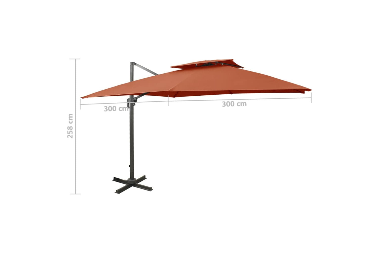 vidaXL 312382 Cantilever Umbrella With Double Top 300x300cm Terracotta-9