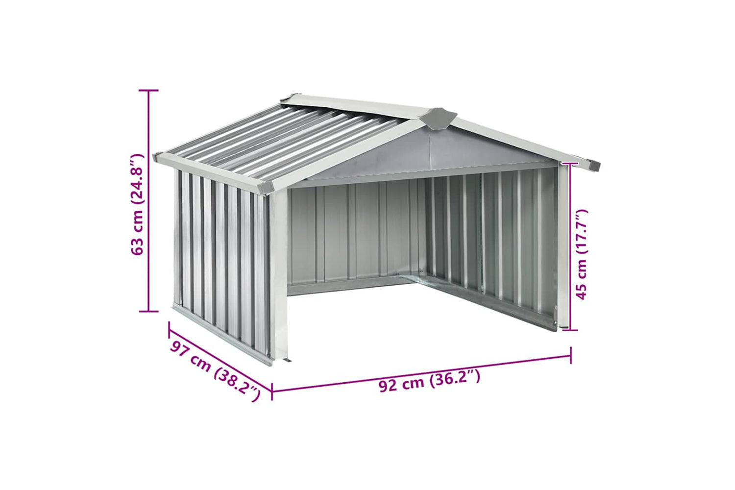 vidaXL 150908 Garden Robot Lawnmower Shed 92x97x63cm Galvanised Steel Grey-8