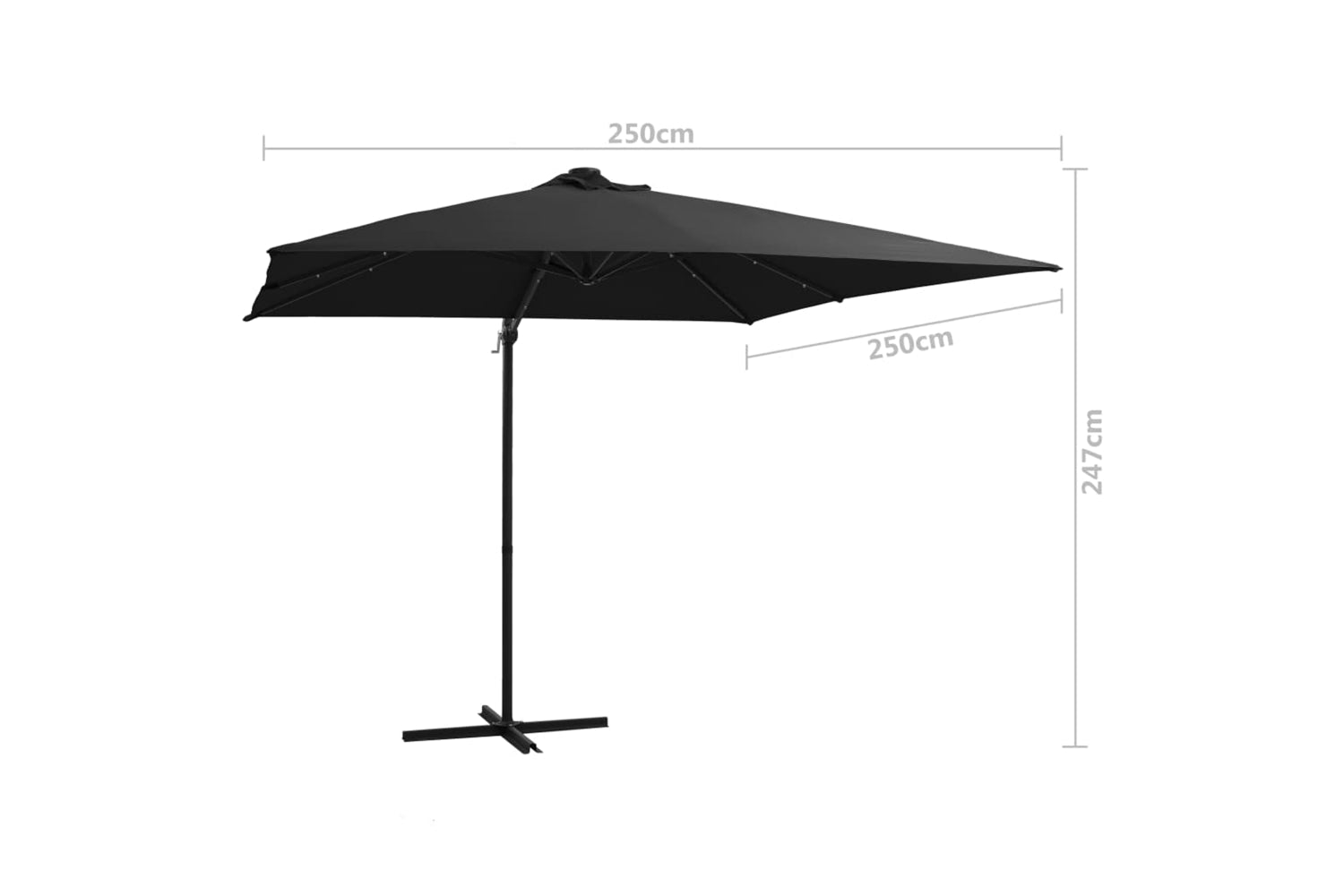 Vidaxl 46996 Cantilever Umbrella With Led Lights And Steel Pole 250x250 Cm Black-9