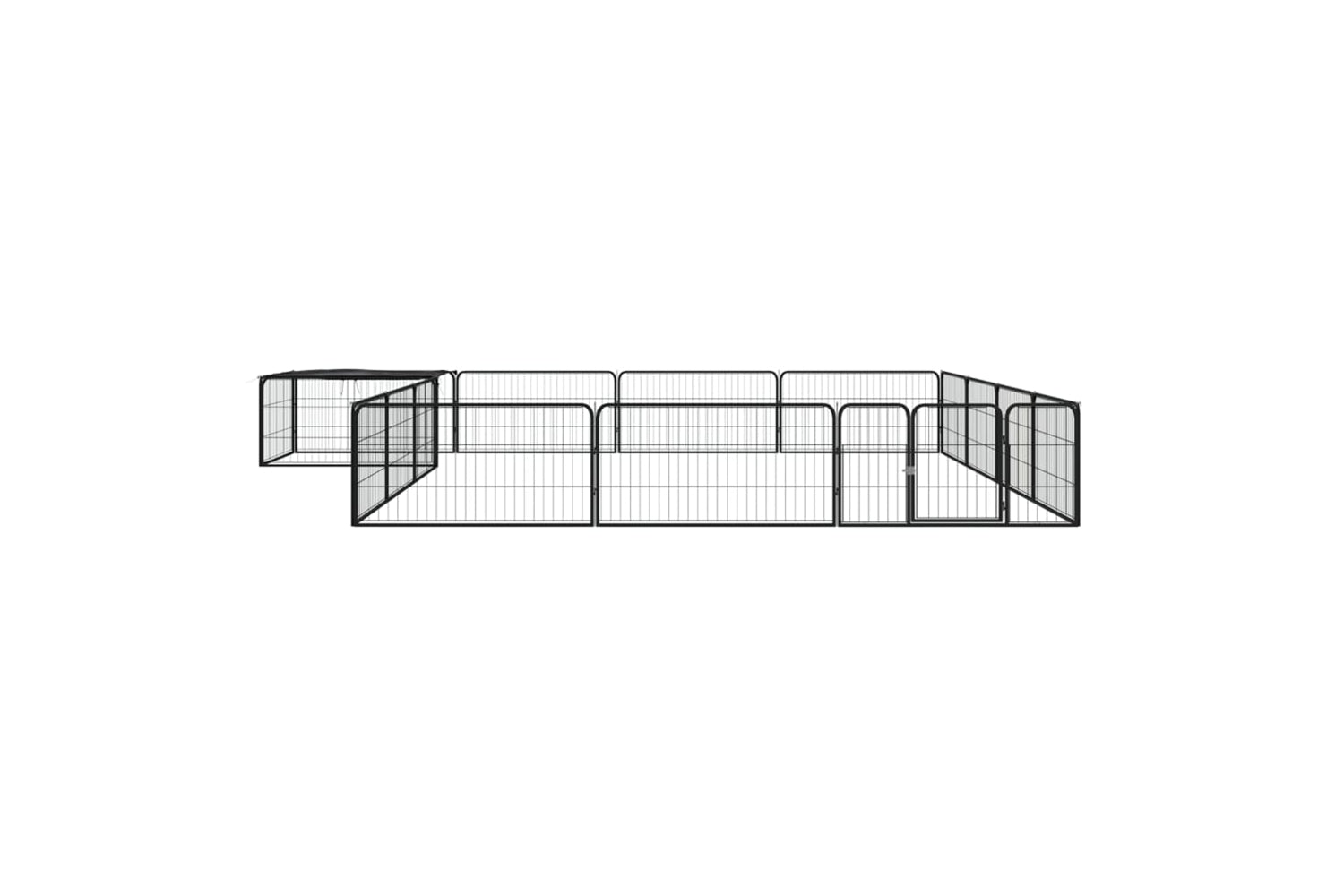 vidaXL 3115978 16-panel Dog Playpen Black 100x50cm Powder-coated Steel-2