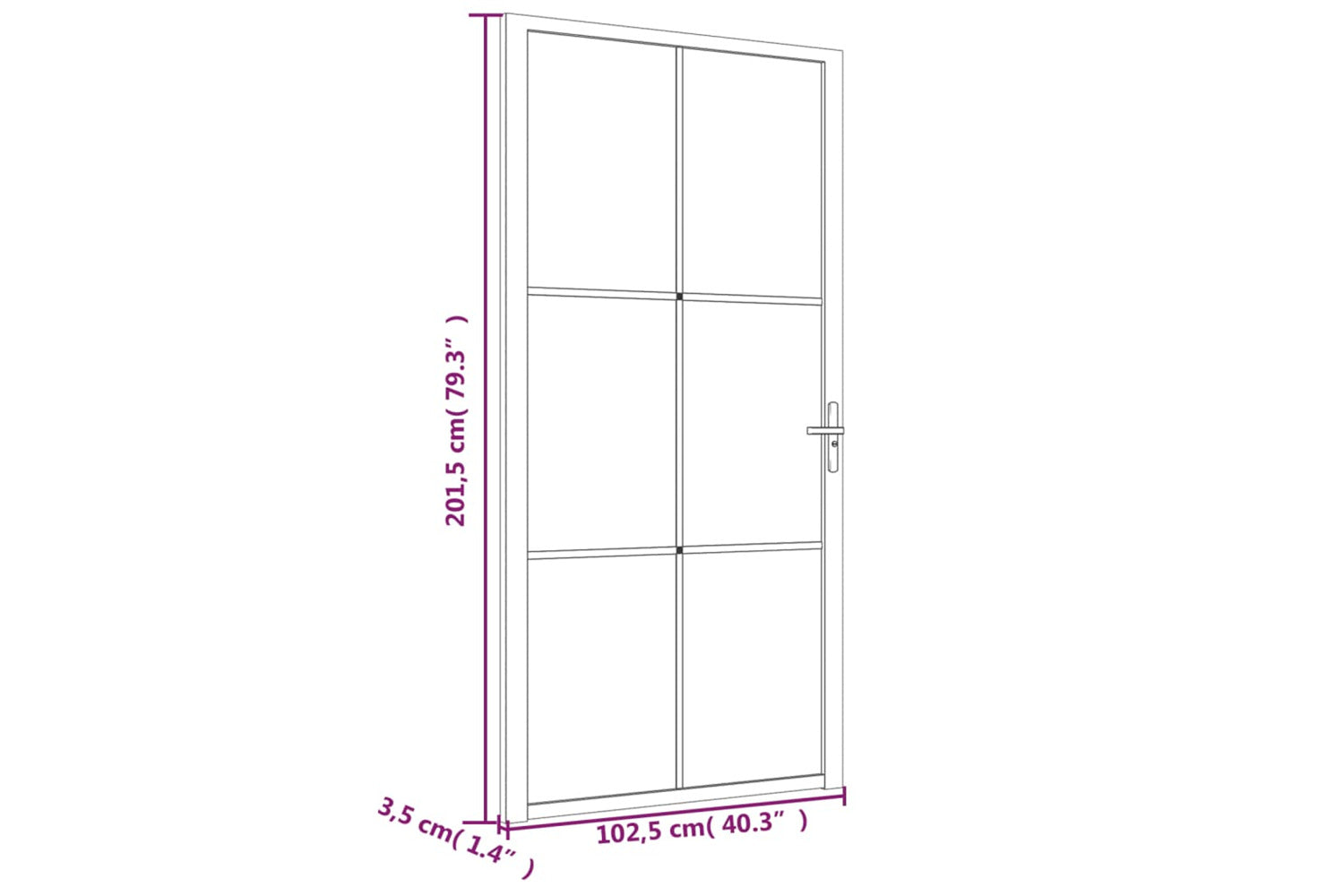 vidaXL 350559 Interior Door 102.5x201.5cm Black Matt Glass And Aluminium-6