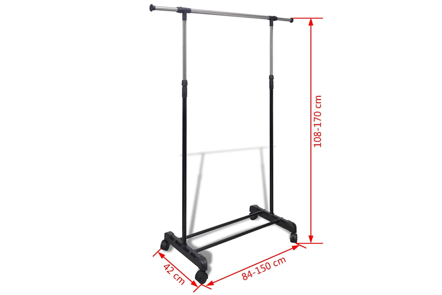 Vidaxl 50259 Adjustable Clothes Rack 4 Castors 1 Hanging Rail-8