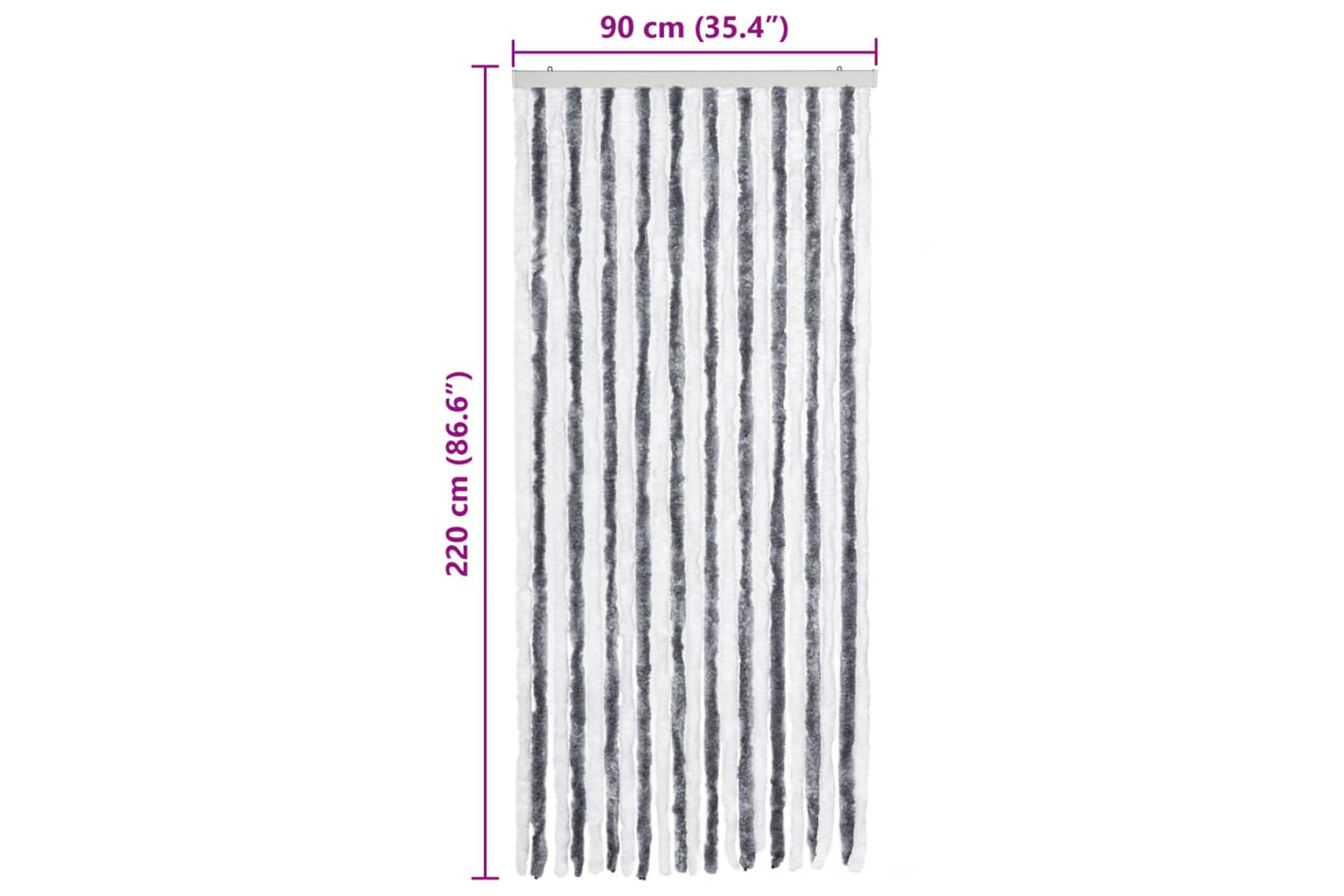 vidaXL 241224 Insect Curtain Grey And White 90x220cm Chenille-6