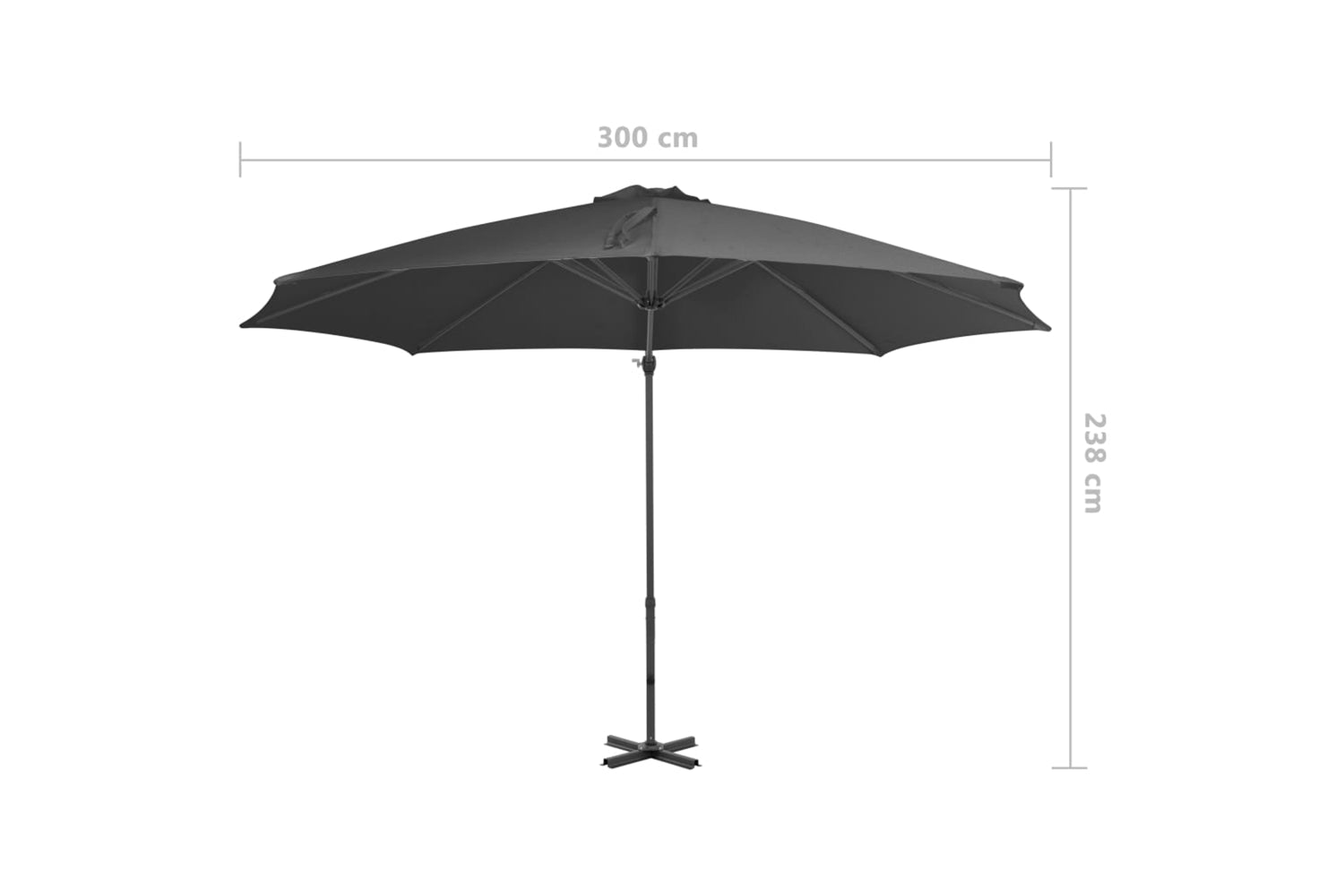 vidaXL 44622 Cantilever Umbrella With Aluminium Pole Anthracite 300cm-8