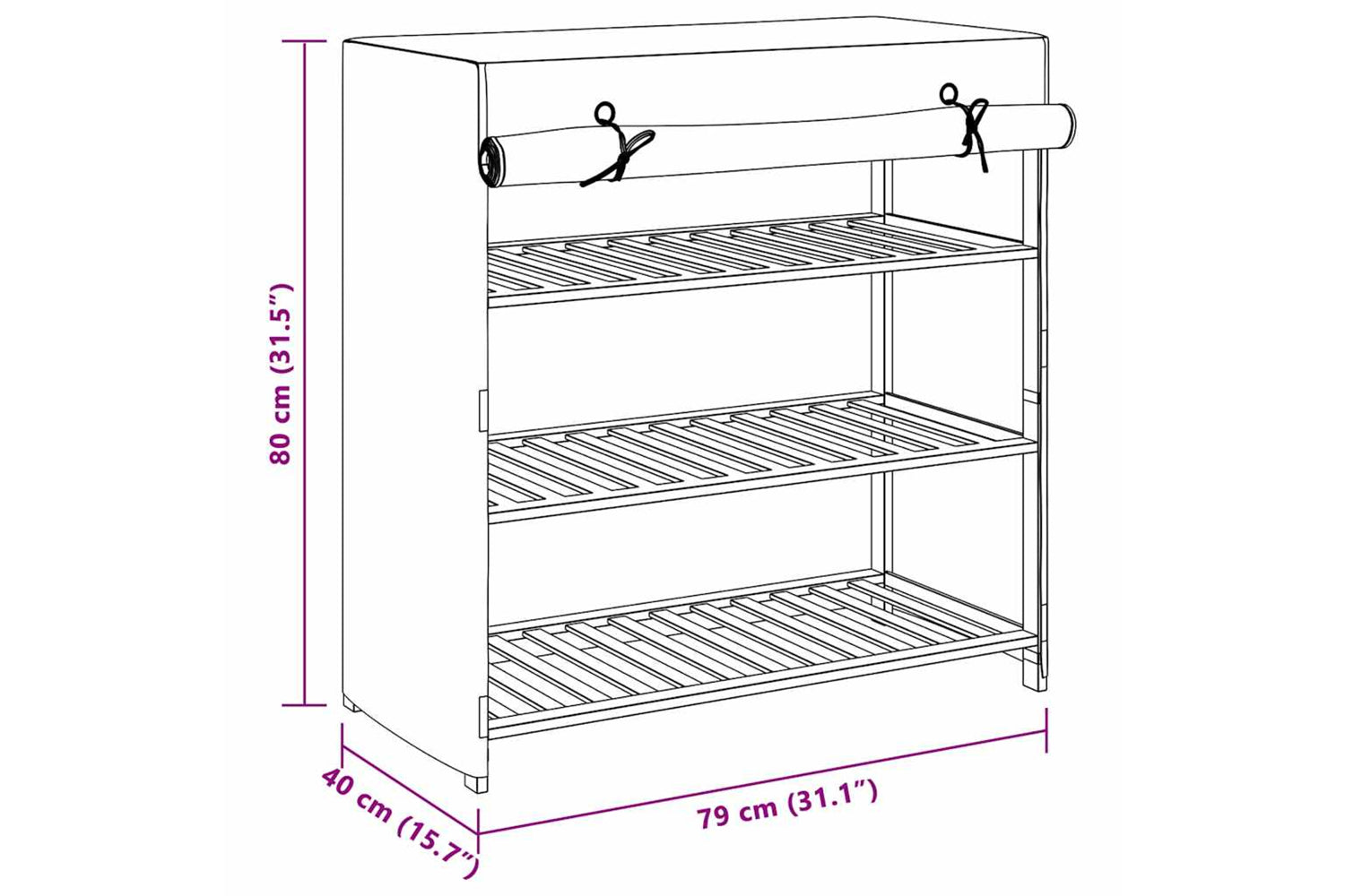 vidaXL Shoe Cabinet With Cover Grey 79x40x80cm Fabric-8