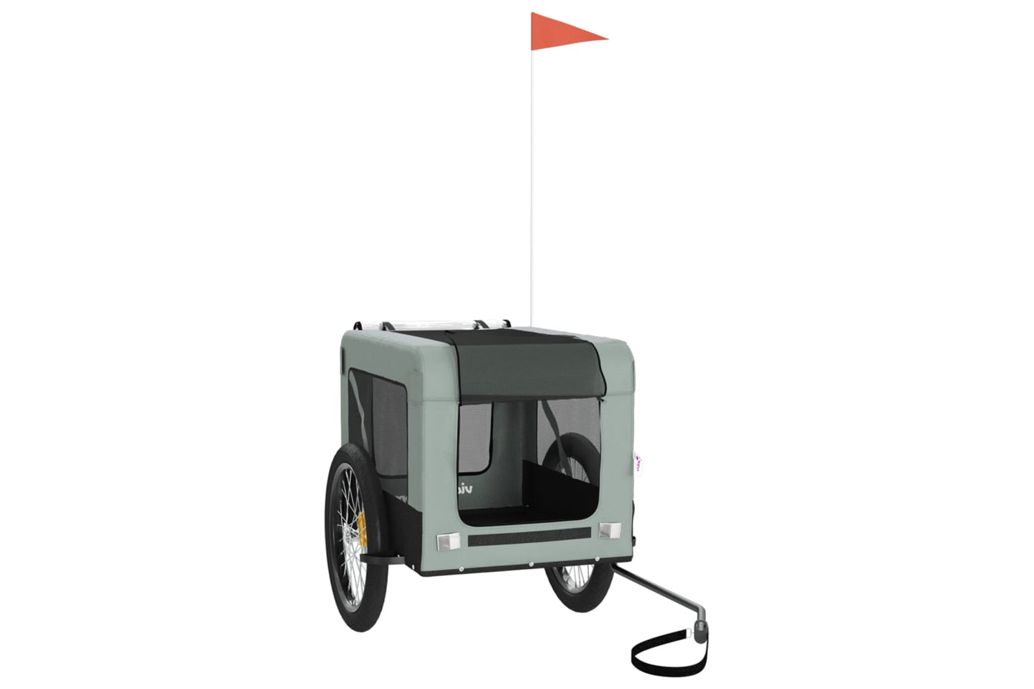 Vidaxl 93923 Pet Bike Trailer Grey And Black Oxford Fabric&iron-2