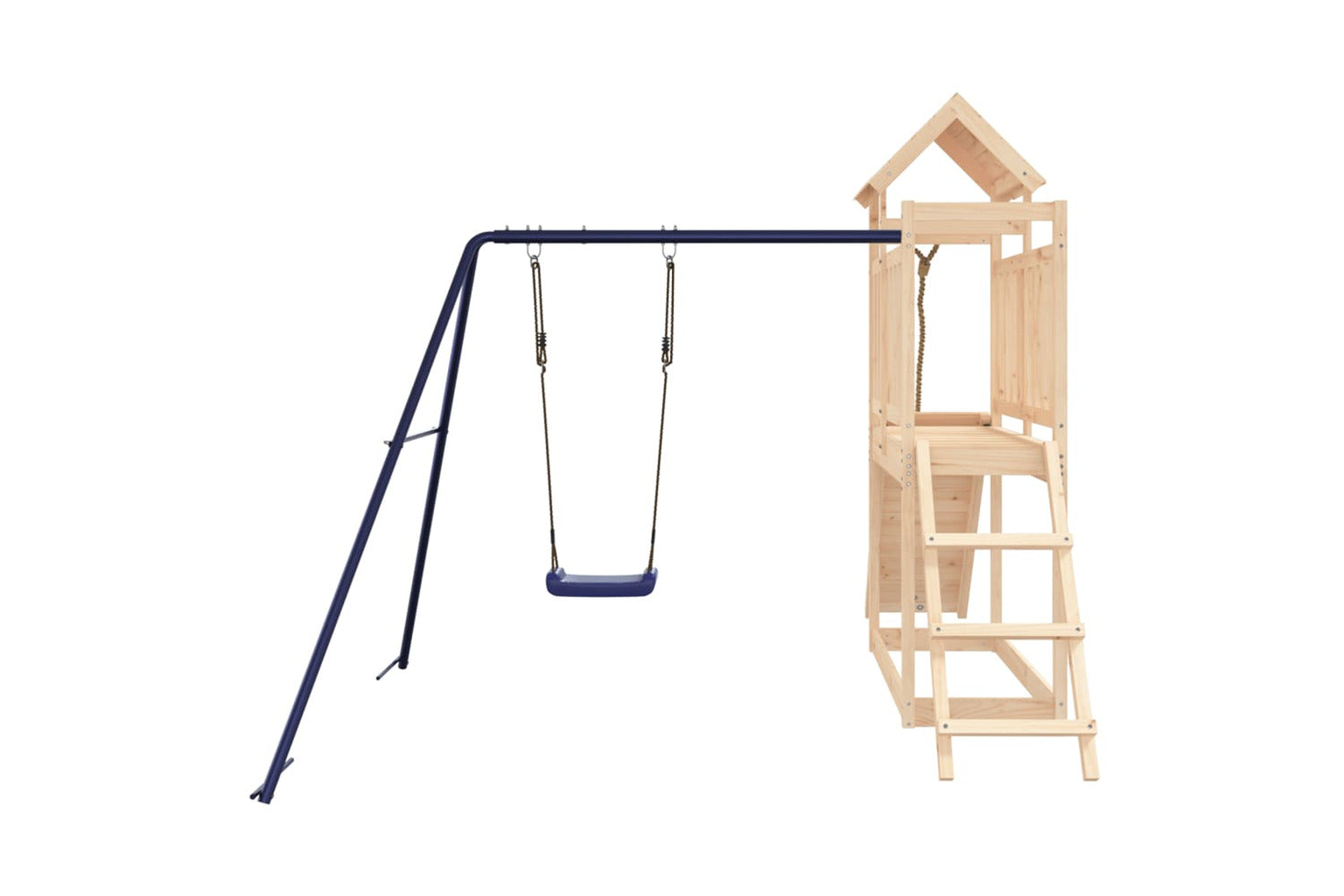 Vidaxl 3155870 Playhouse With Swing Climbing Wall Solid Wood Pine-7