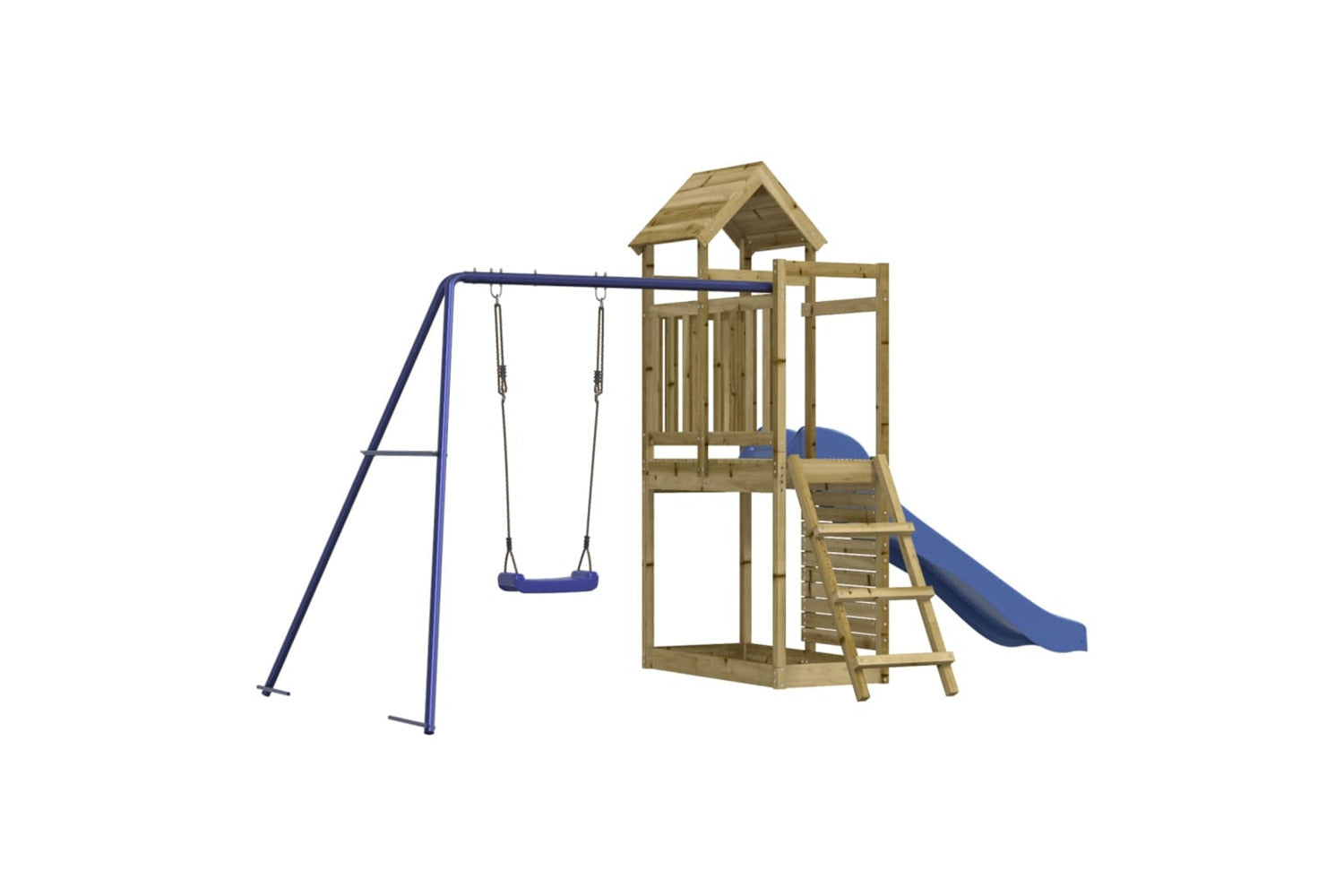 Vidaxl 3155893 Playhouse With Slide Swing Rockwall Impregnated Wood Pine-3