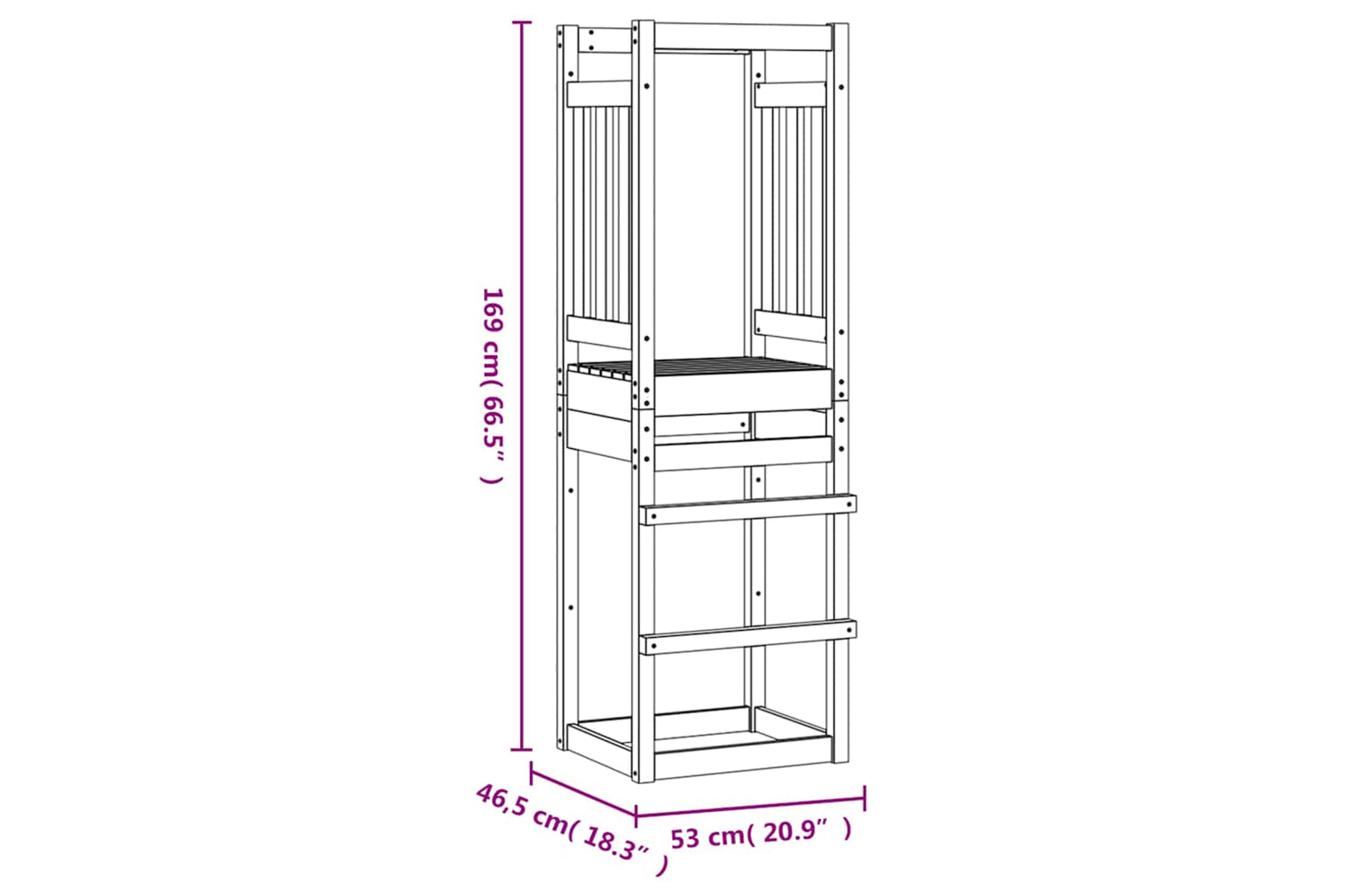 Vidaxl Play Tower 53x46.5x169 Cm Solid Wood Douglas-8