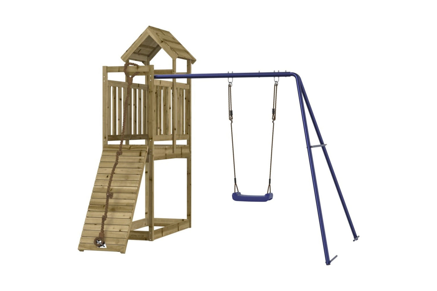 Vidaxl 3155968 Playhouse With Climbing Wall Swing Impregnated Wood Pine-3