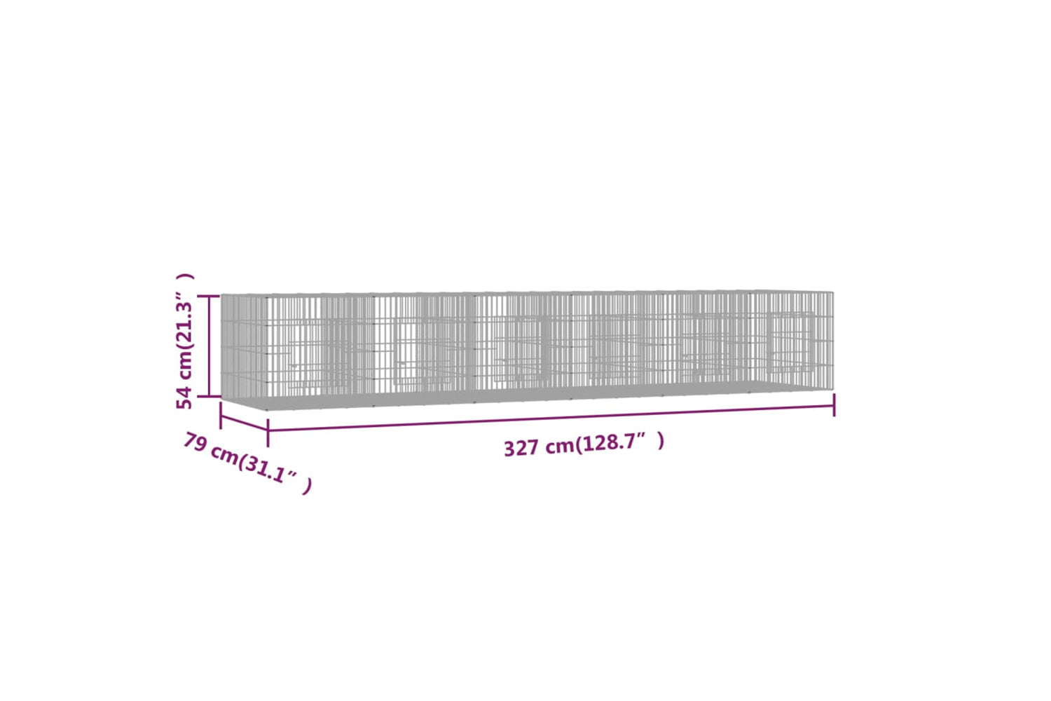 vidaXL 171572 6-panel Rabbit Cage 327x79x54cm Galvanised Iron-6
