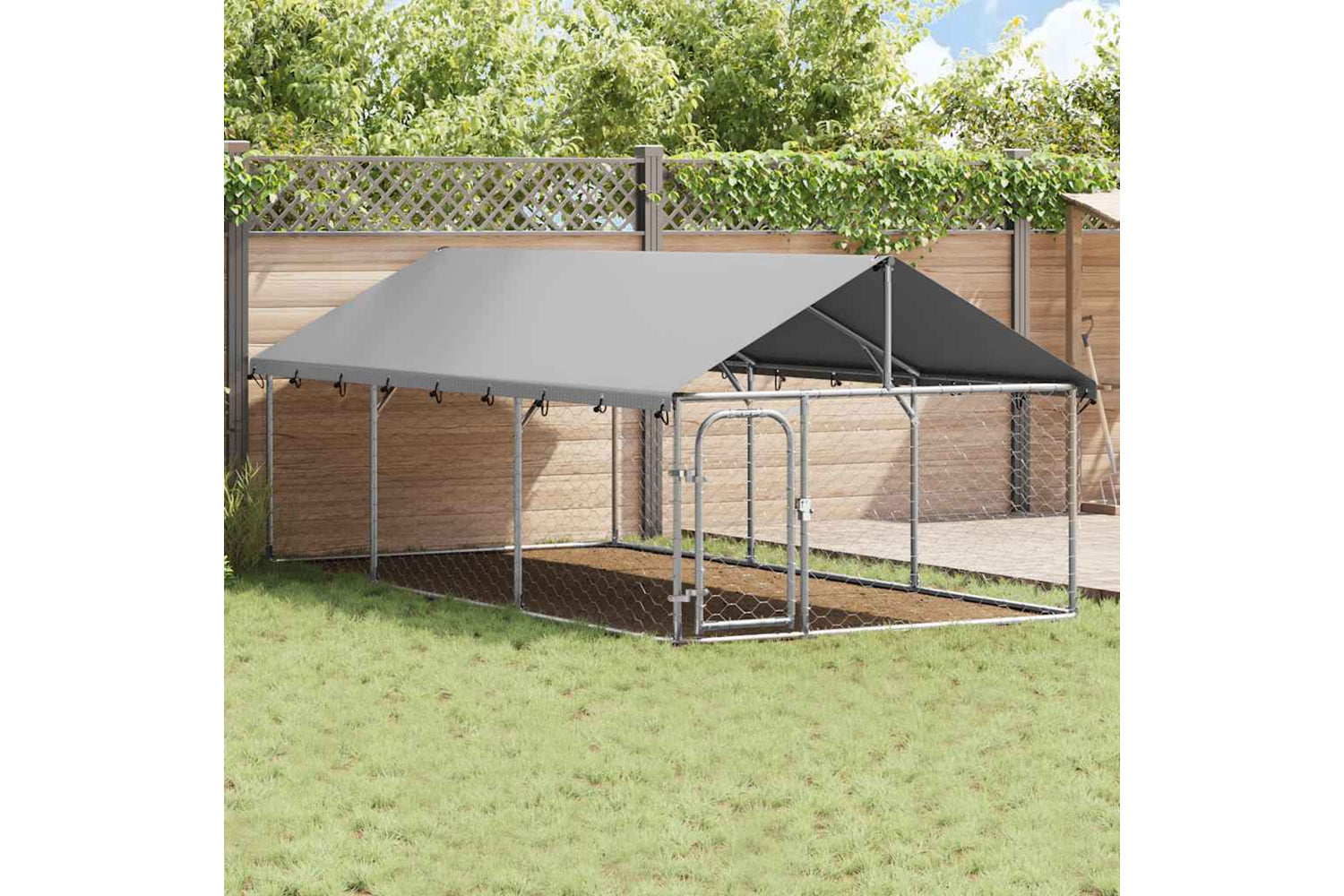 Vidaxl Outdoor Dog Kennel With Roof 400x200x150 Cm-2