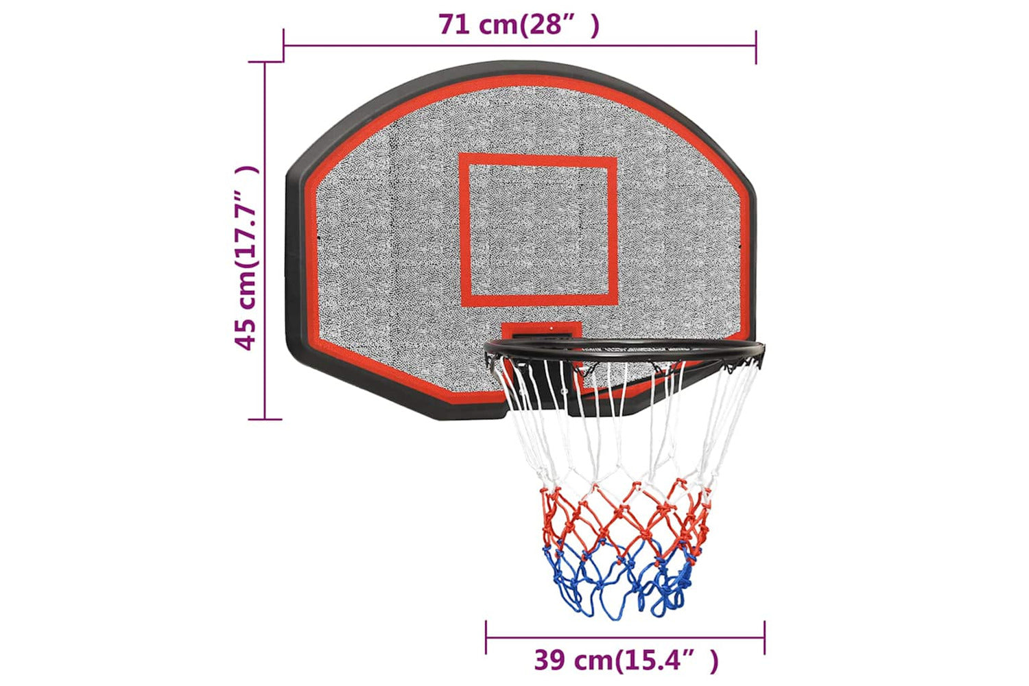 Vidaxl Basketball Backboard Black 71x45x2 Cm Polyethene-9