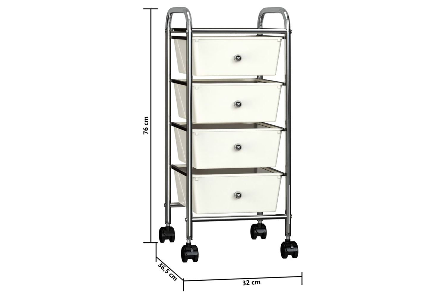 Vidaxl 320399 4-drawer Mobile Storage Trolley White Plastic-8