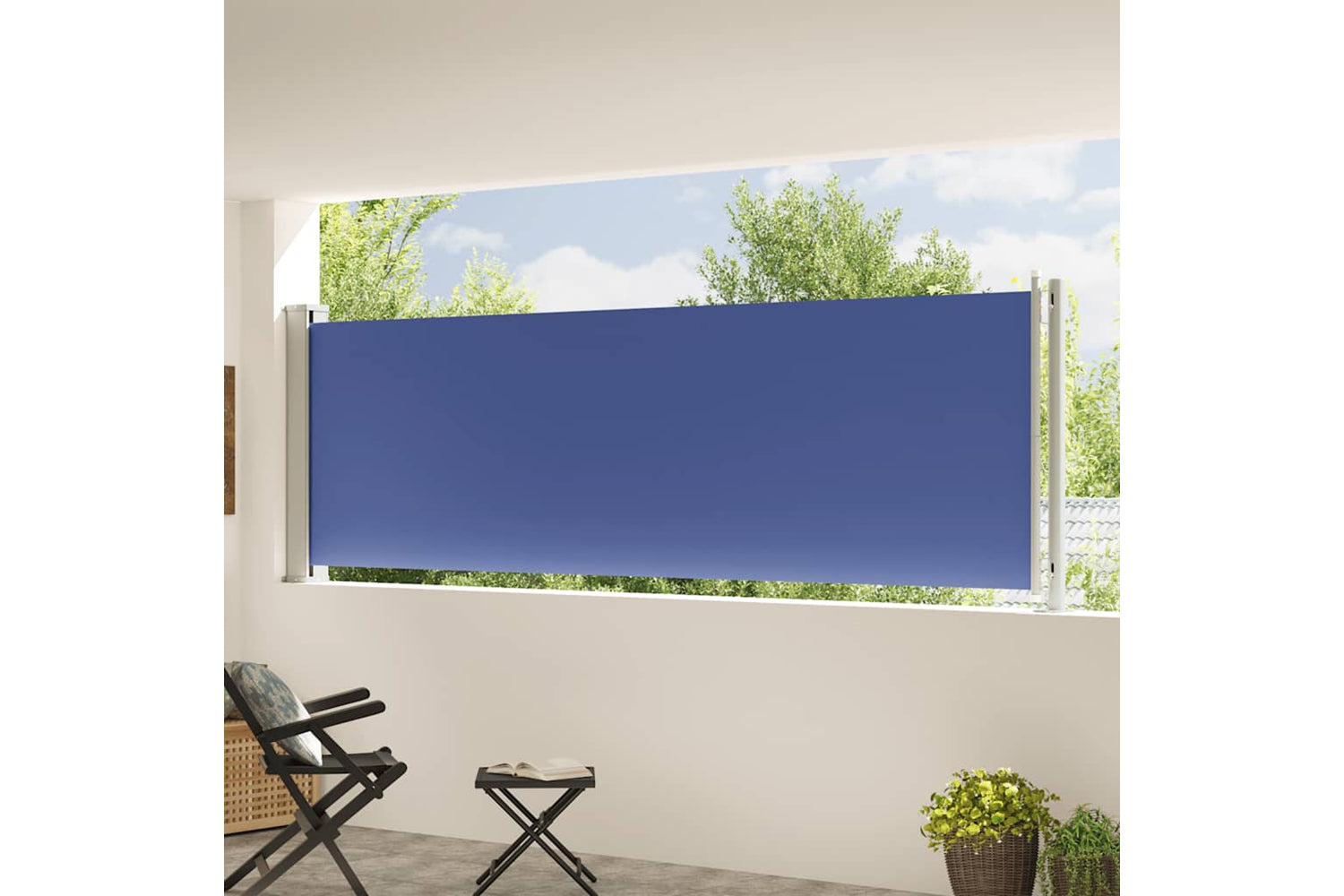 vidaXL 317948 Patio Retractable Side Awning 117x600cm Blue-2