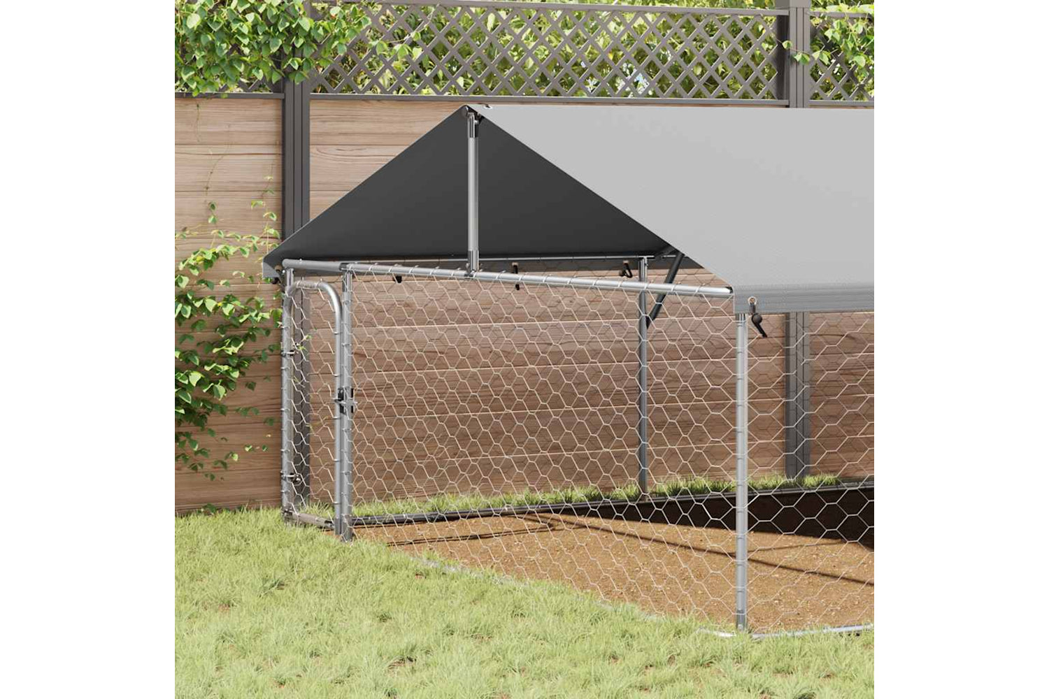 Vidaxl Outdoor Dog Kennel With Roof 600x300x150 Cm-2