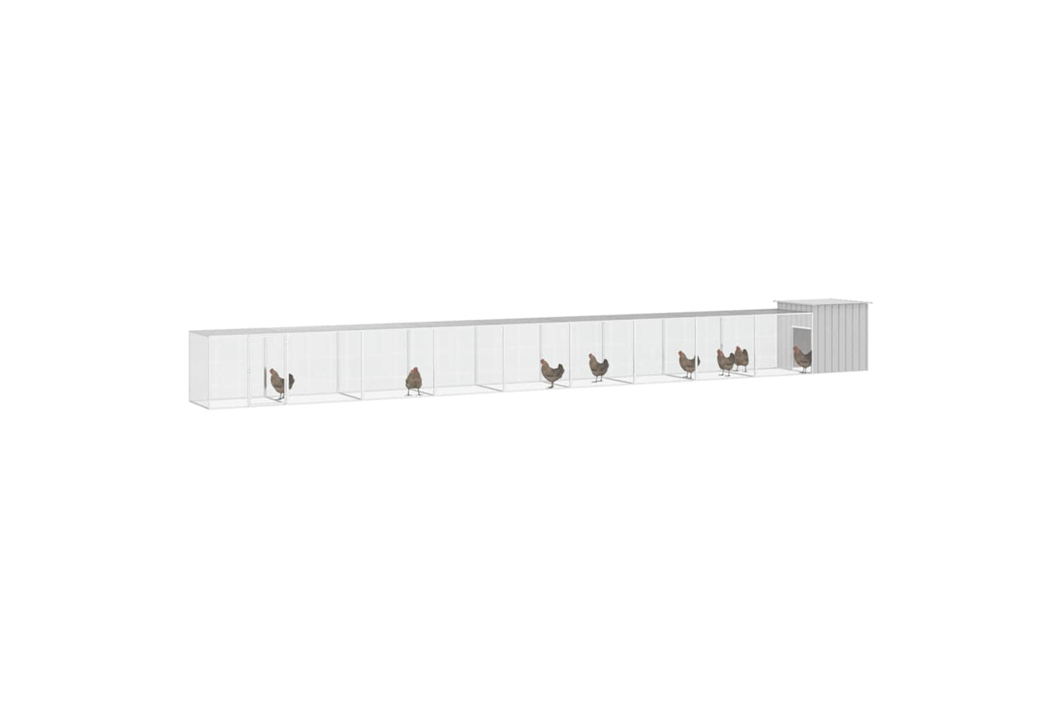 vidaXL 3106467 Chicken Cage Grey 1000x91x100cm Galvanised Steel-2