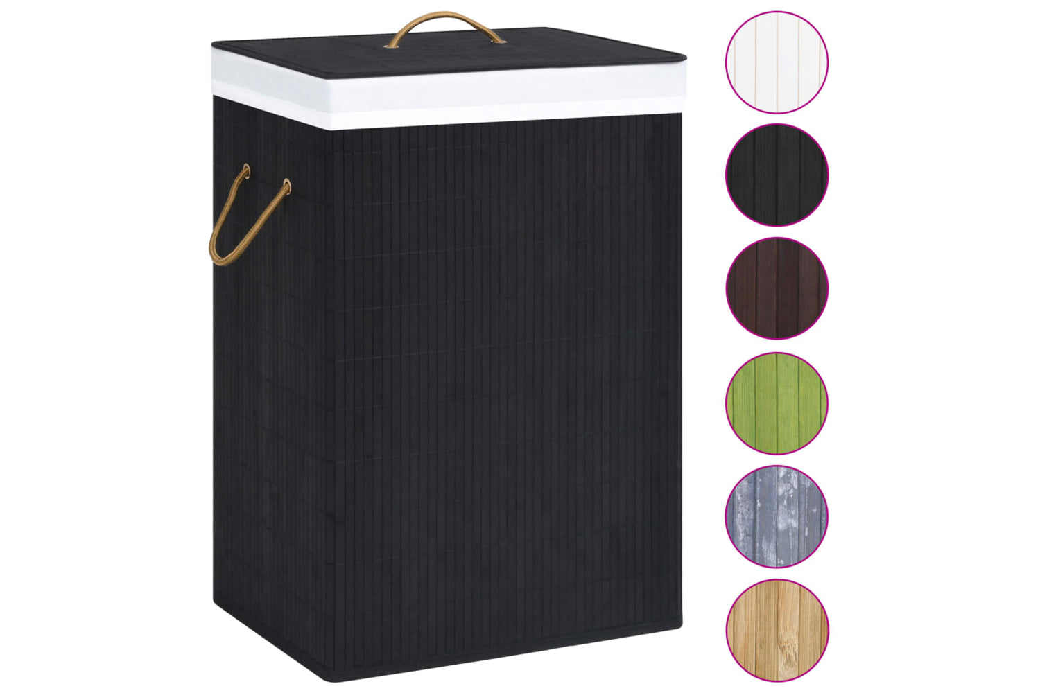 Vidaxl 320757 Bamboo Laundry Basket Black-2